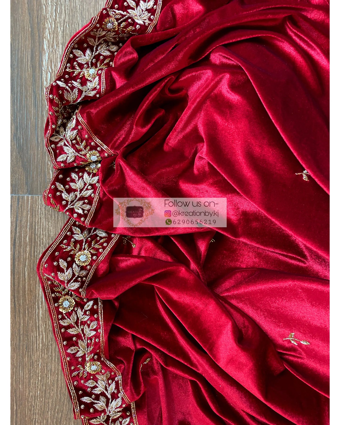 Anaya Maroon Velvet Saree with Belt - kreationbykj