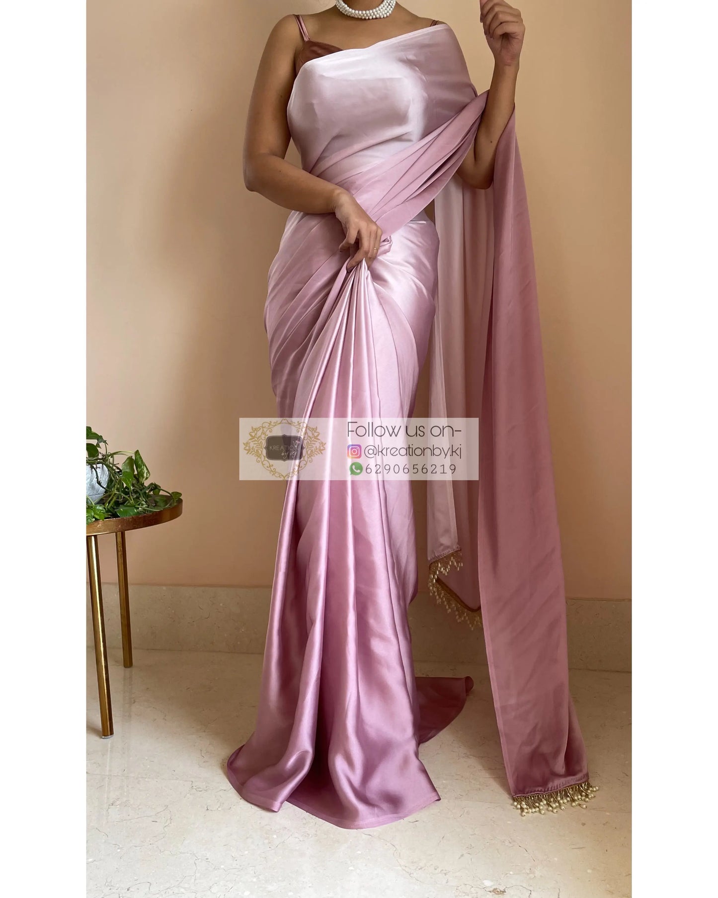 Mauve Ombré Crepe Silk Saree - kreationbykj