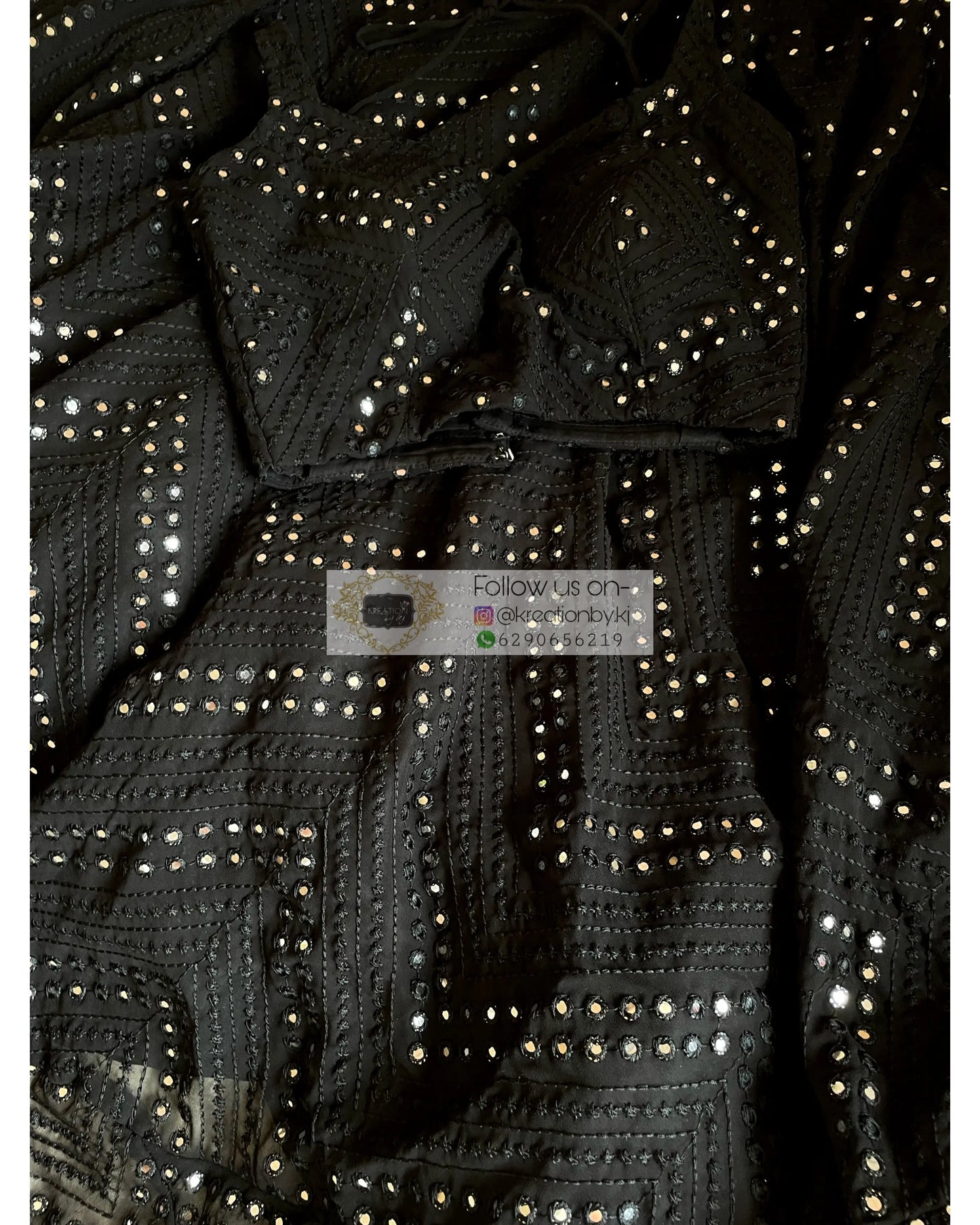 Black Sheesh Mahal Lehenga - kreationbykj