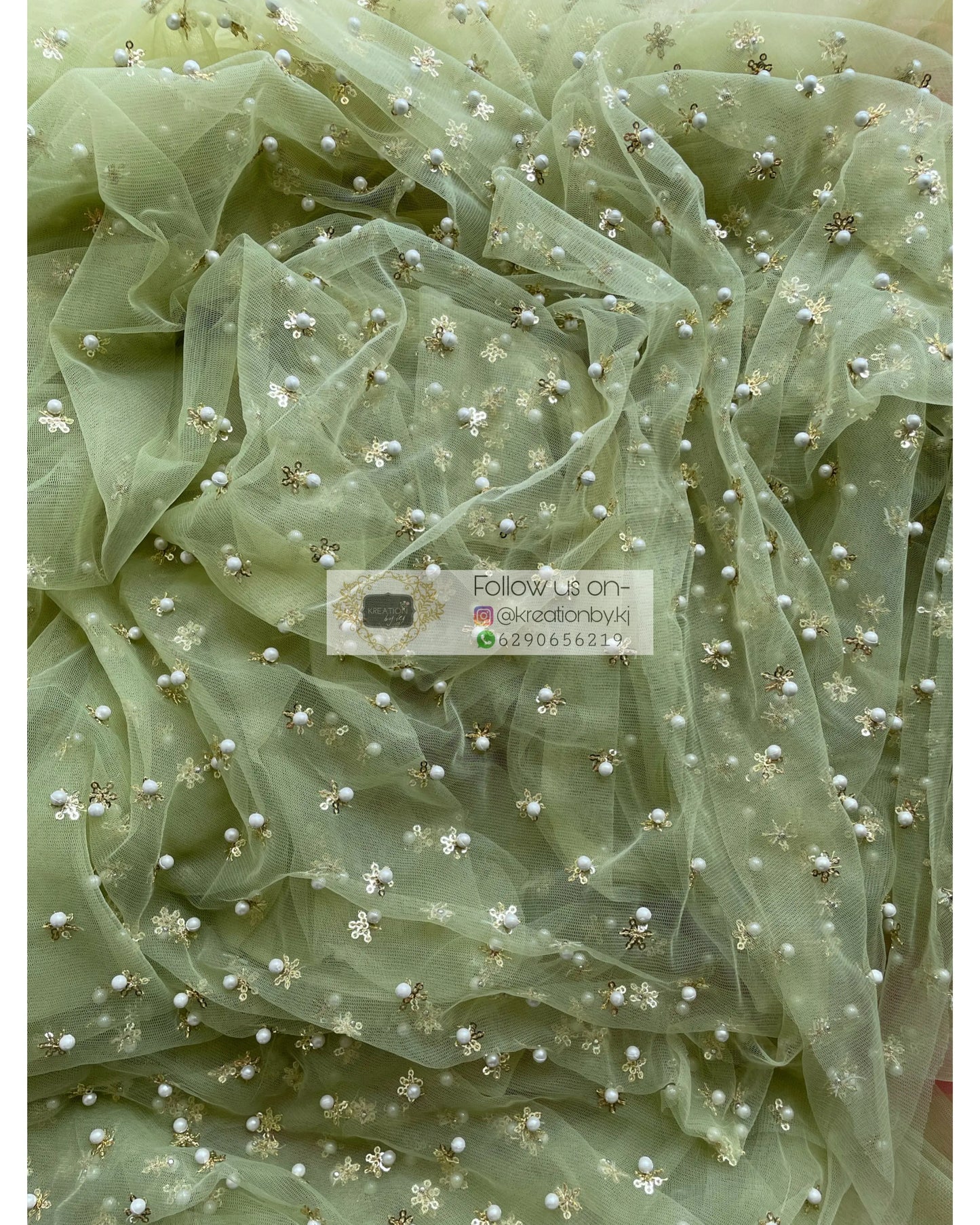 Jugnoo Green Net Saree - kreationbykj