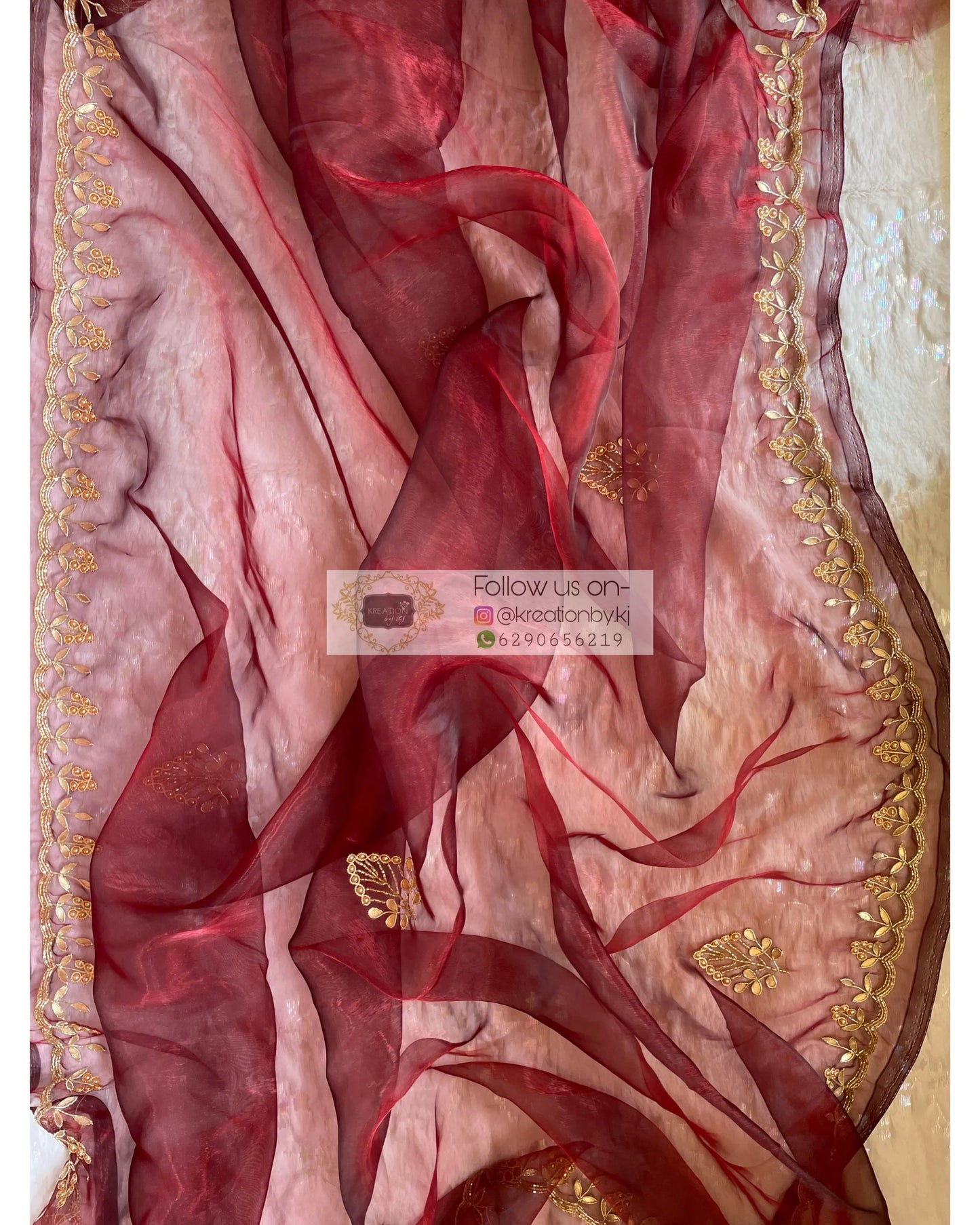 Maroon Gota Patti Dupatta - kreationbykj