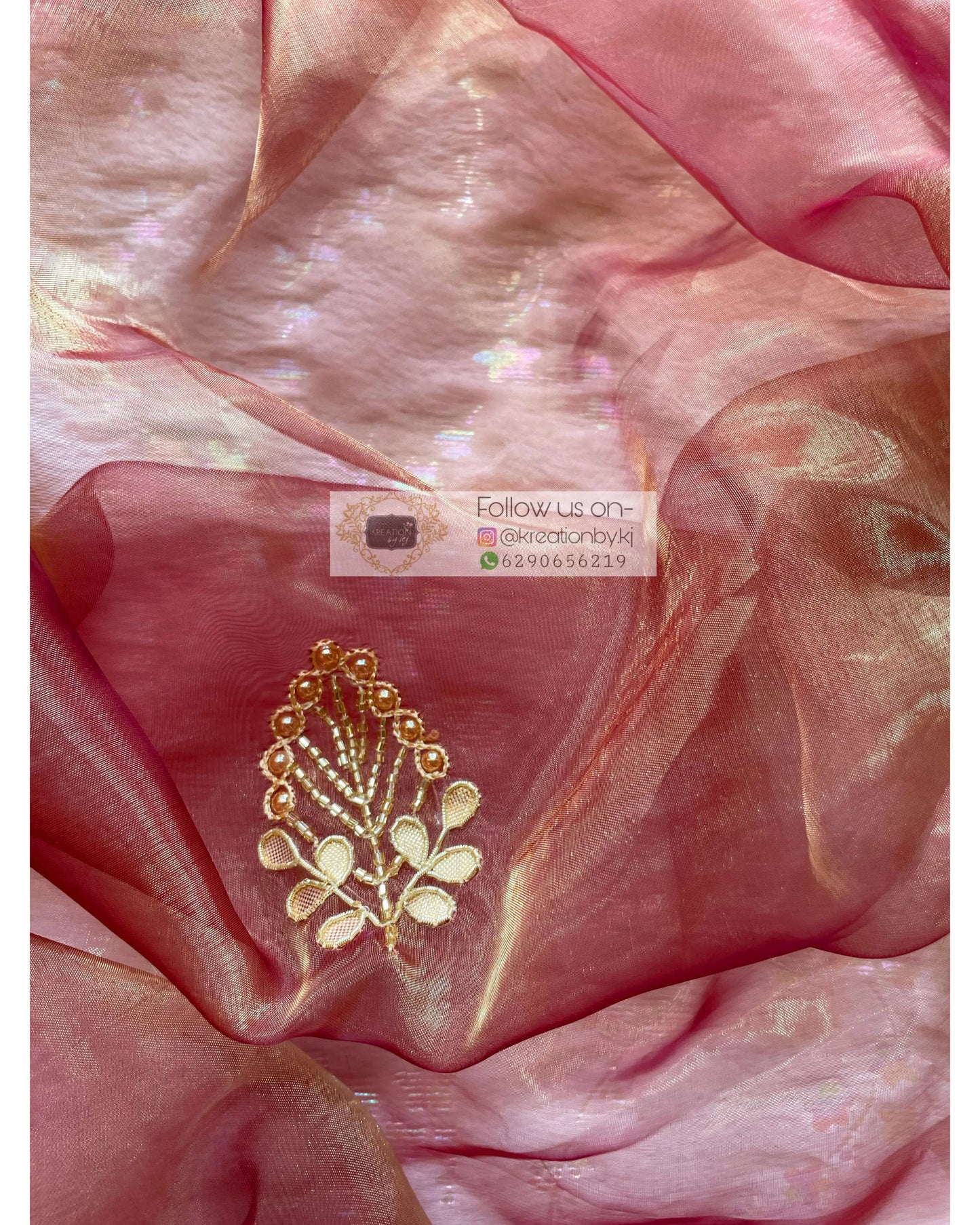 Gold-Brown Glass Tissue Gota Patti Dupatta - kreationbykj