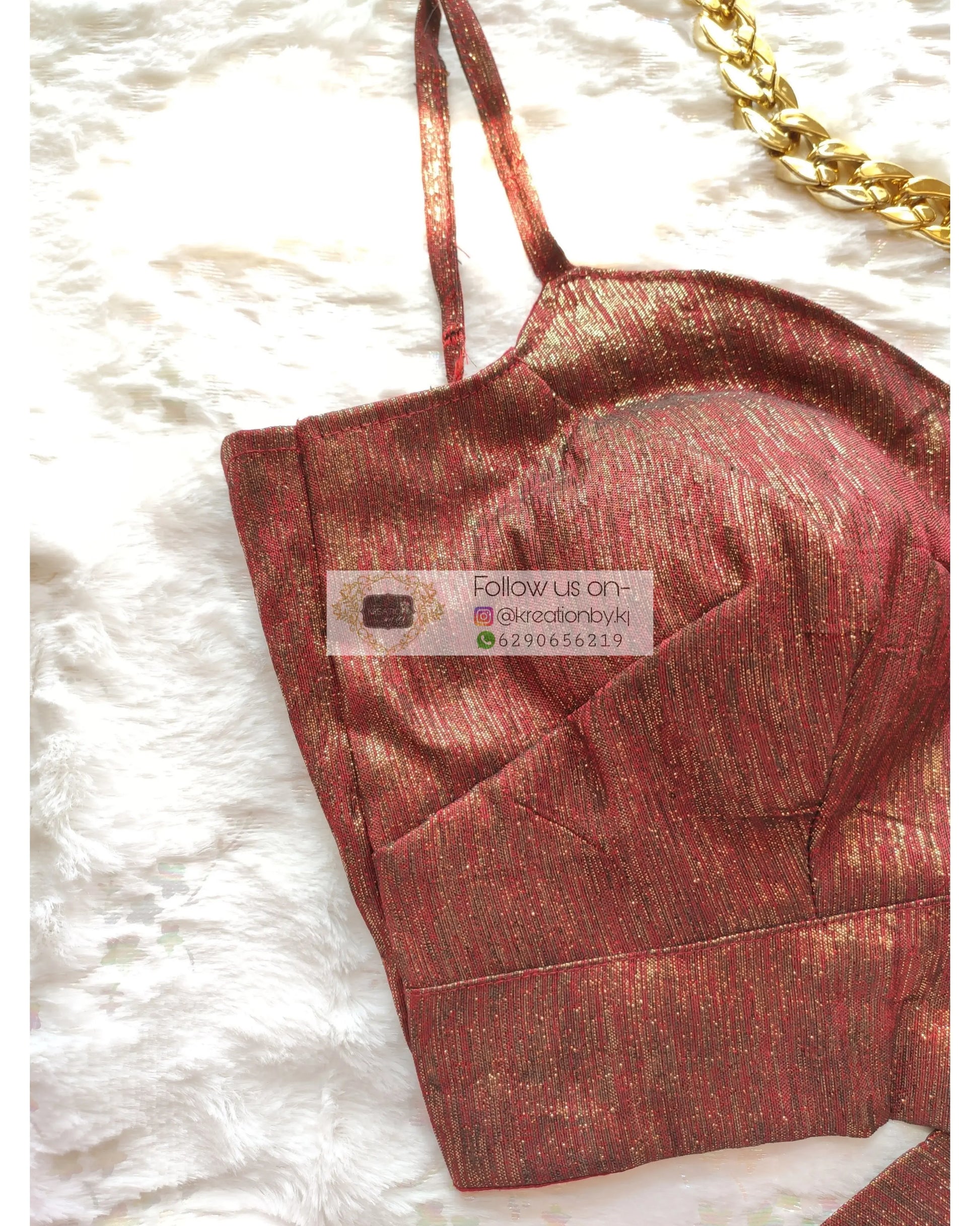 Metallic Maroon Strappy Blouse - kreationbykj