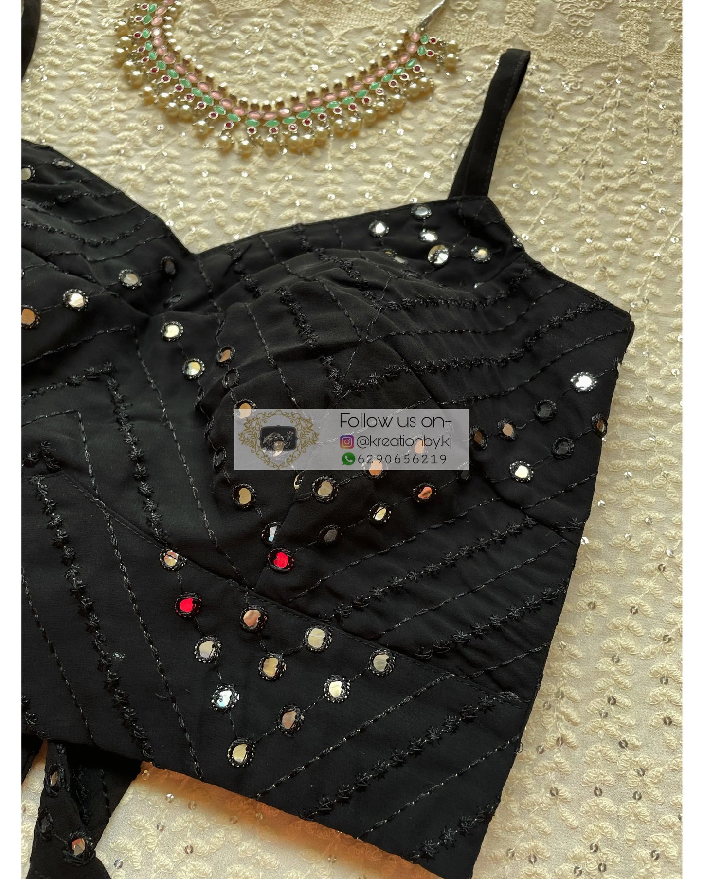 Black Sheesh Strappy Blouse - kreationbykj