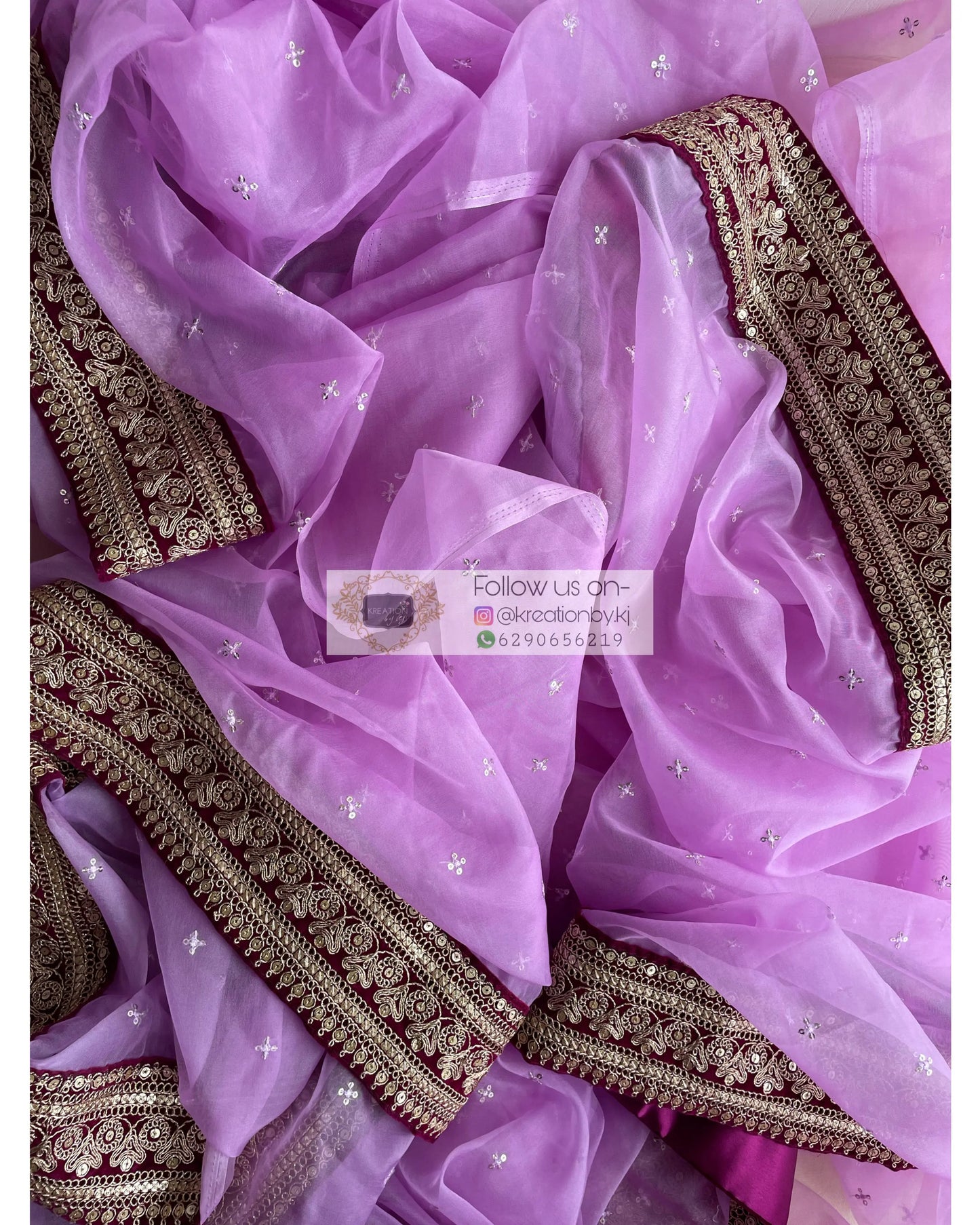 Lavender Ragini Organza Saree - kreationbykj