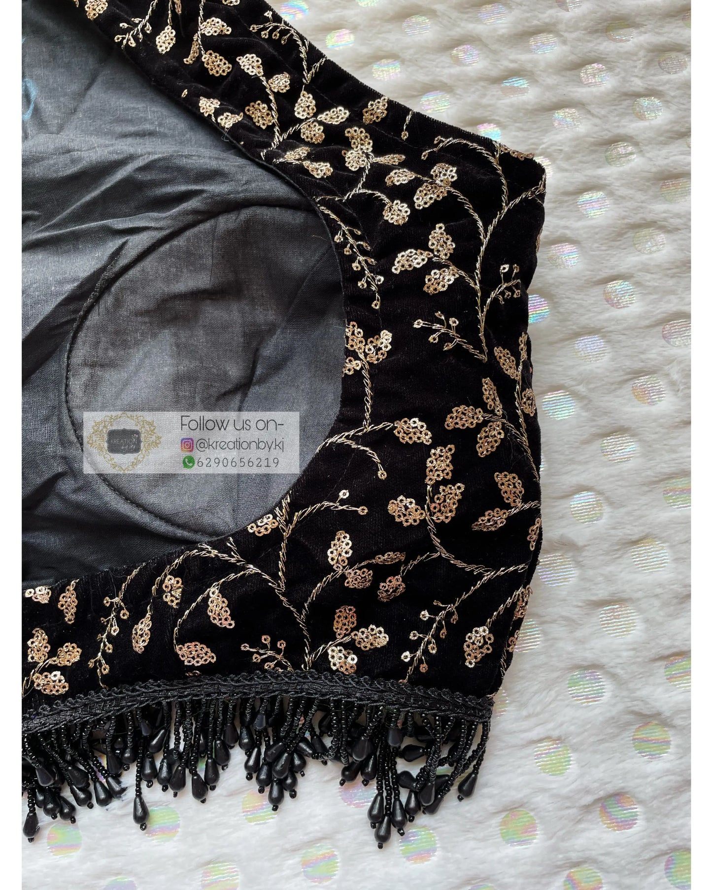 Black Halter Velvet Blouse - kreationbykj