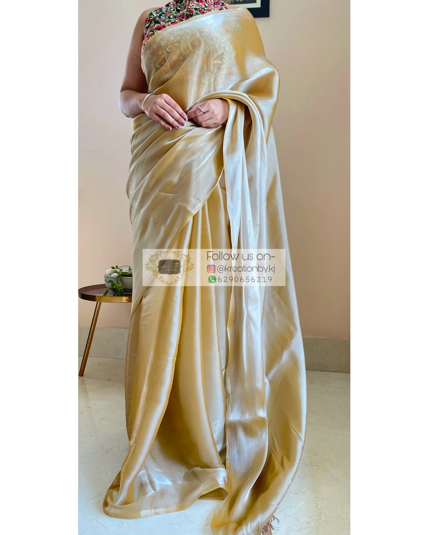 Cinnamon Dust Glass Organza Saree - kreationbykj