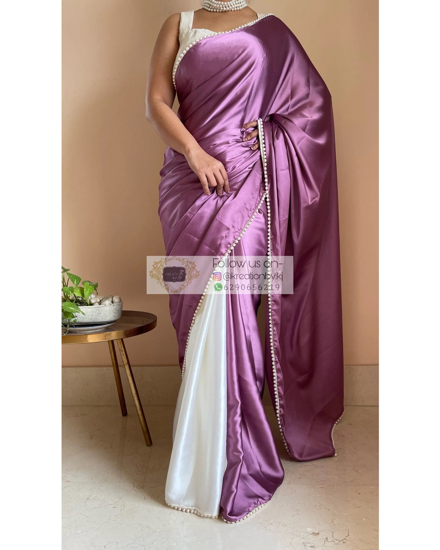 Clematis Two in One Satin Saree - kreationbykj
