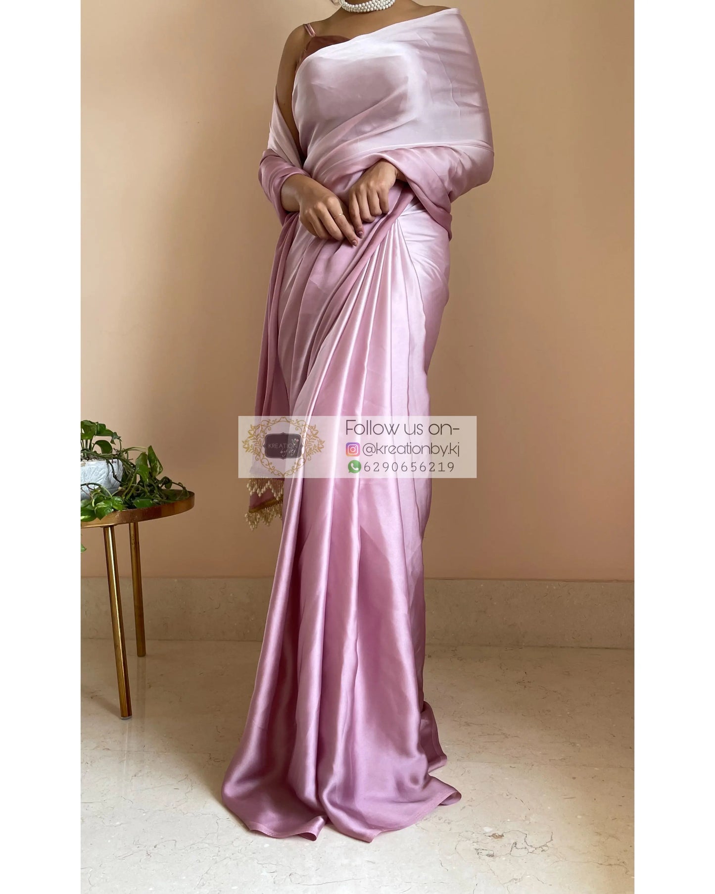 Mauve Ombré Crepe Silk Saree - kreationbykj