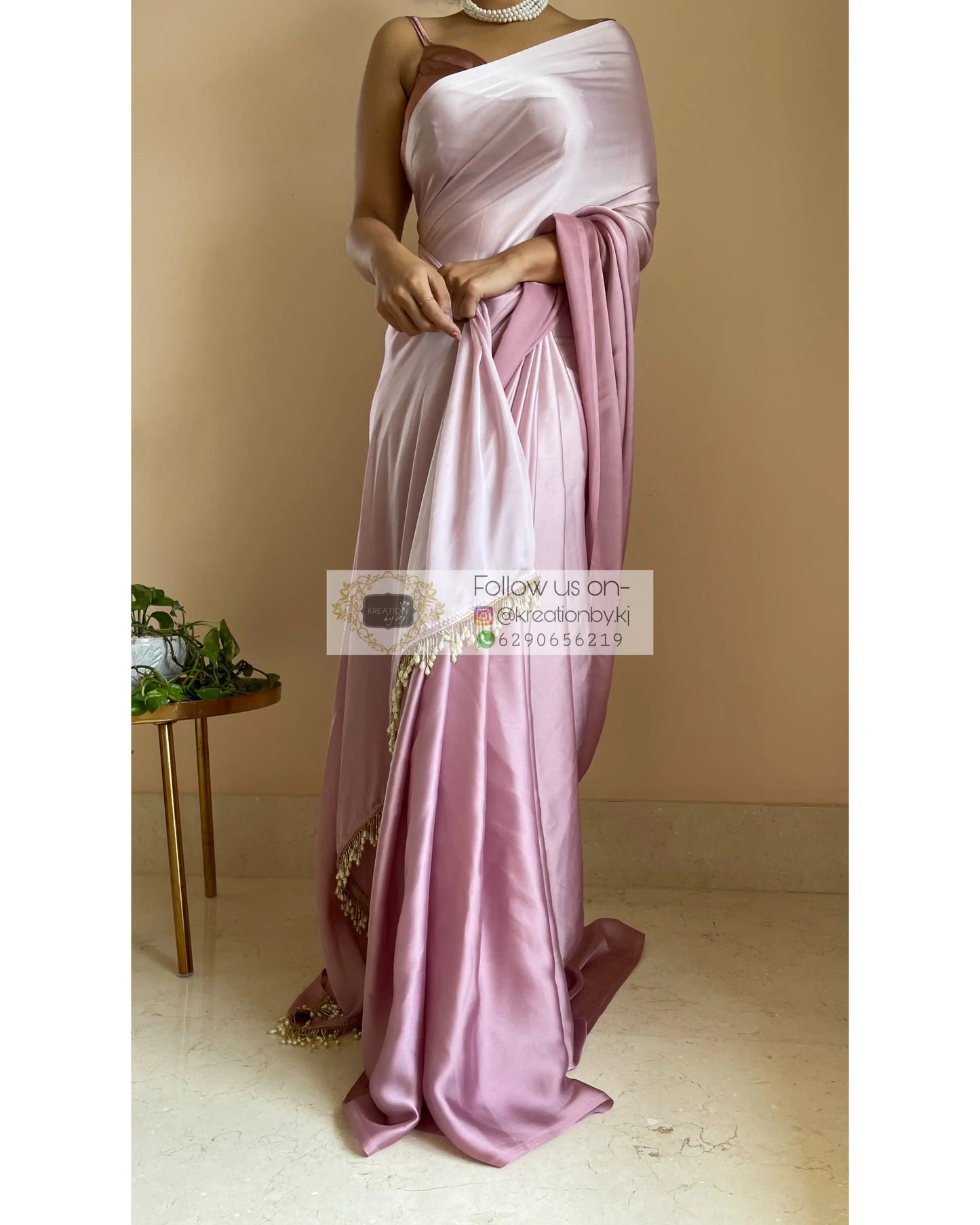 Mauve Ombré Crepe Silk Saree - kreationbykj