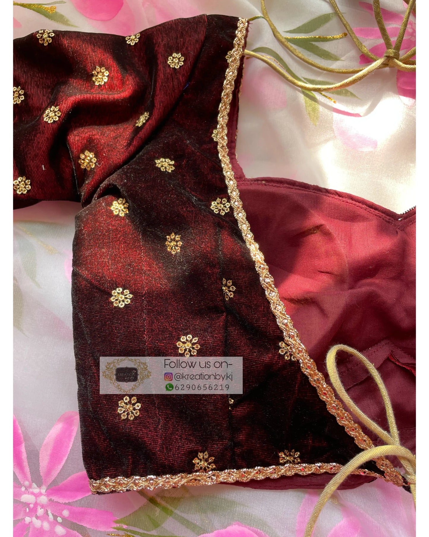 Ruhani Burgundy Velvet Blouse - kreationbykj