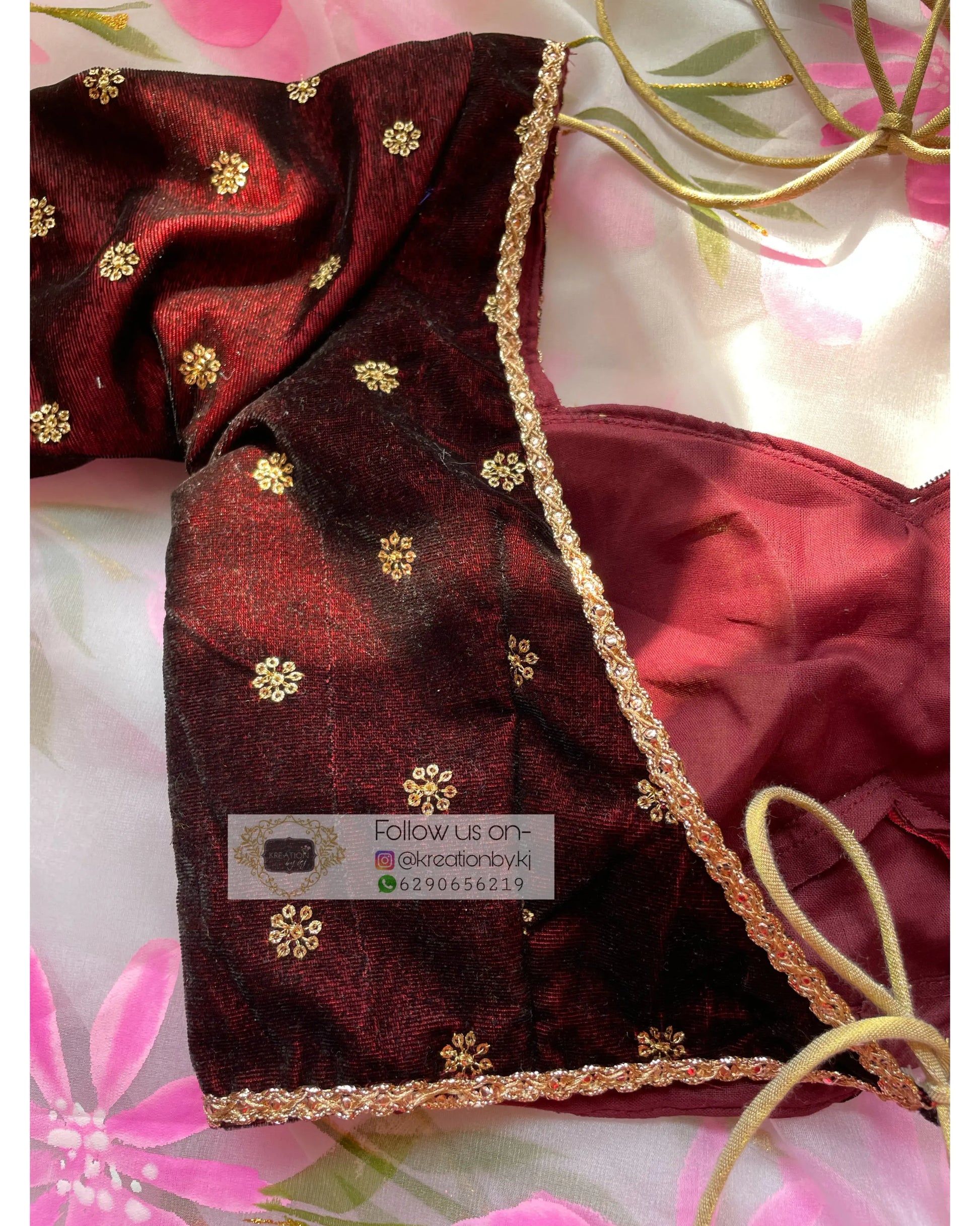 Ruhani Burgundy Velvet Blouse - kreationbykj