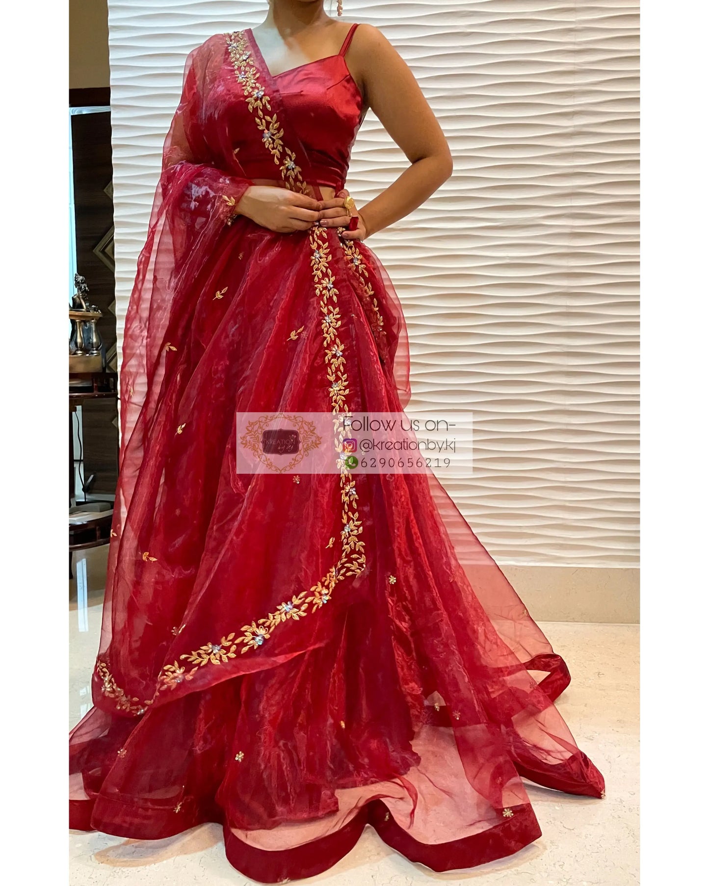Red Tara Lehenga - kreationbykj
