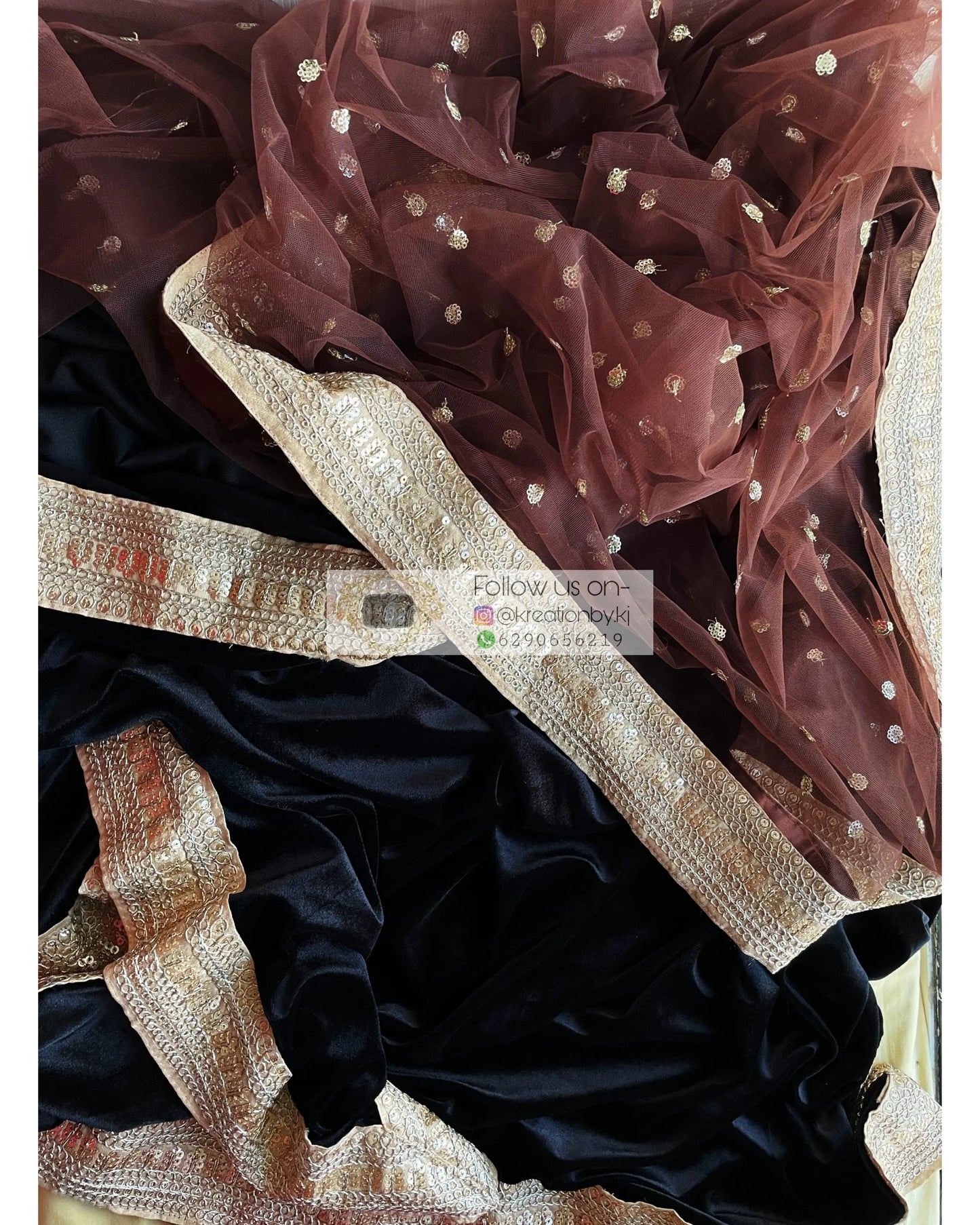 Cocktail Velvet Saree - kreationbykj