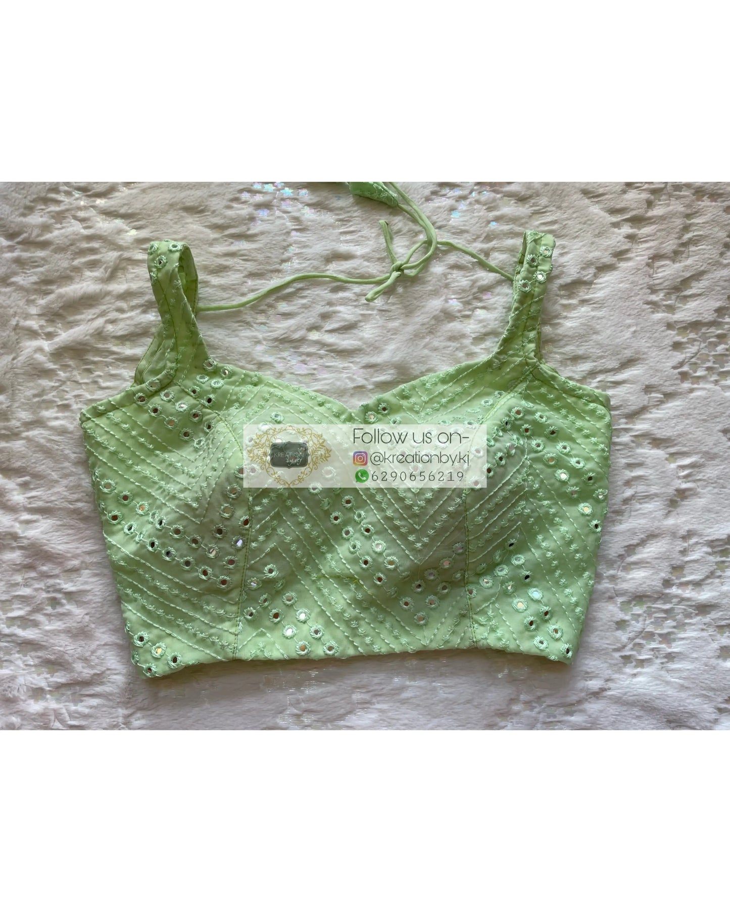 Green Sheesh Sleeveless Blouse - kreationbykj