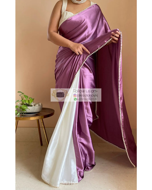 Clematis Two in One Satin Saree - kreationbykj