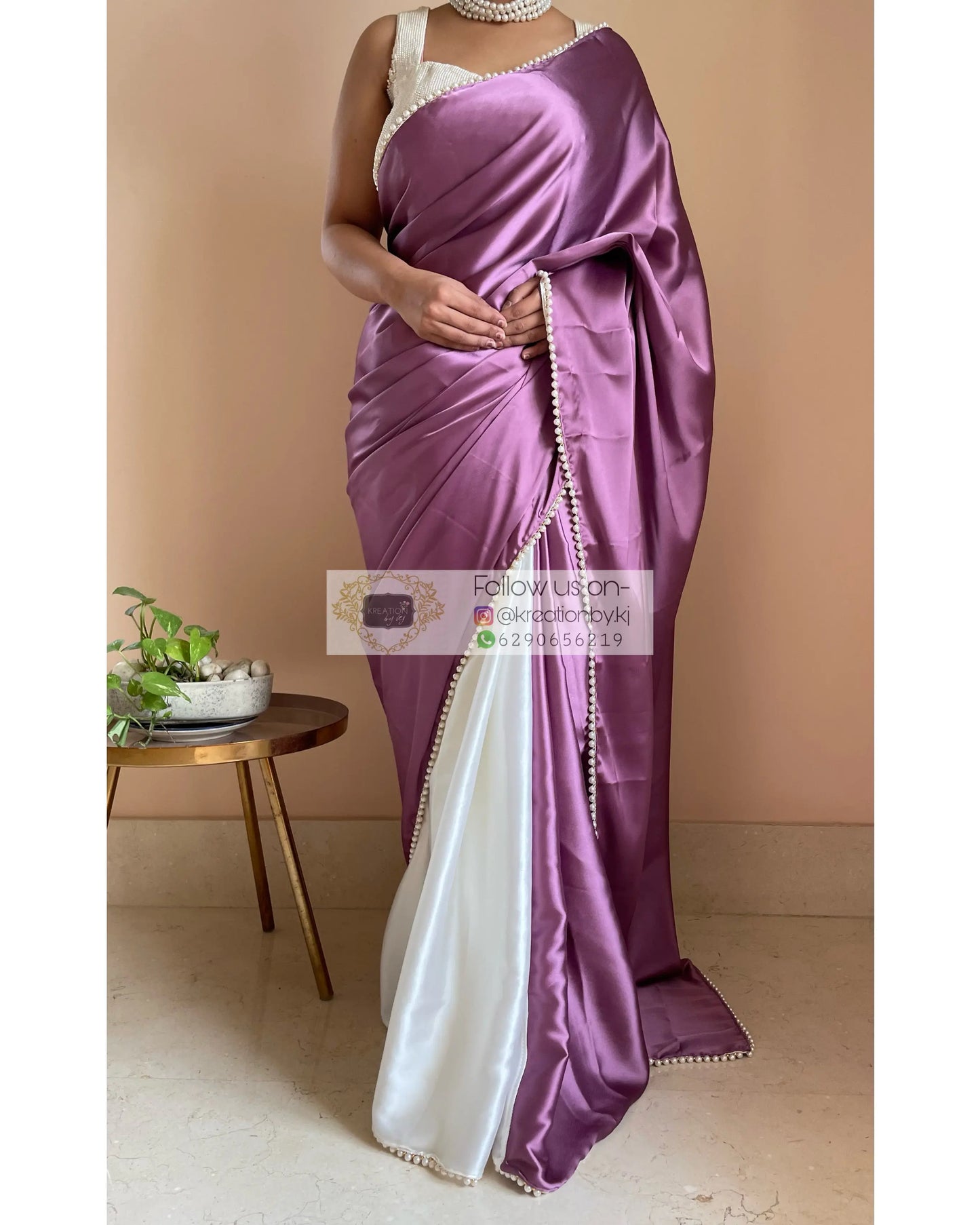 Clematis Two in One Satin Saree - kreationbykj