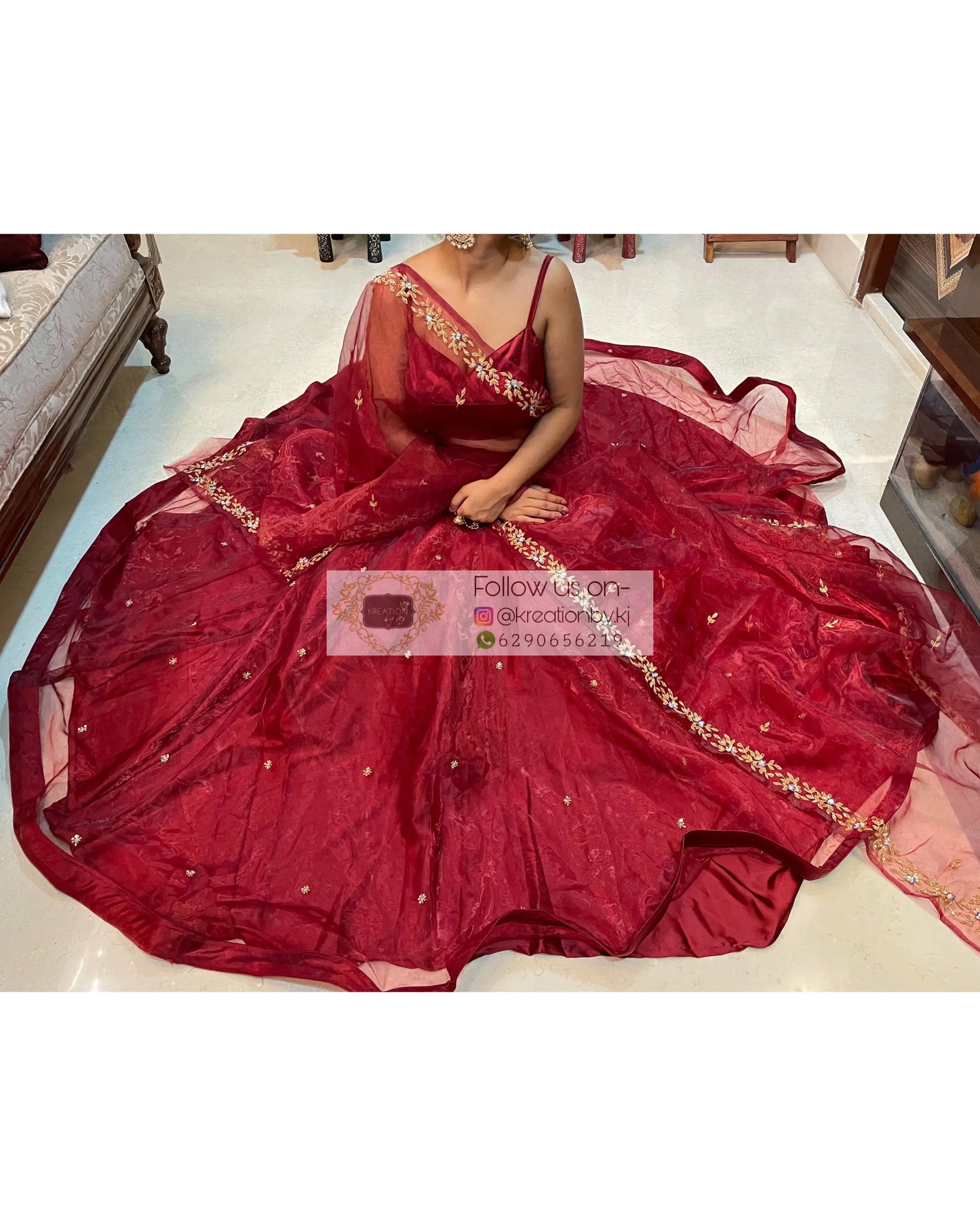 Red Tara Lehenga - kreationbykj