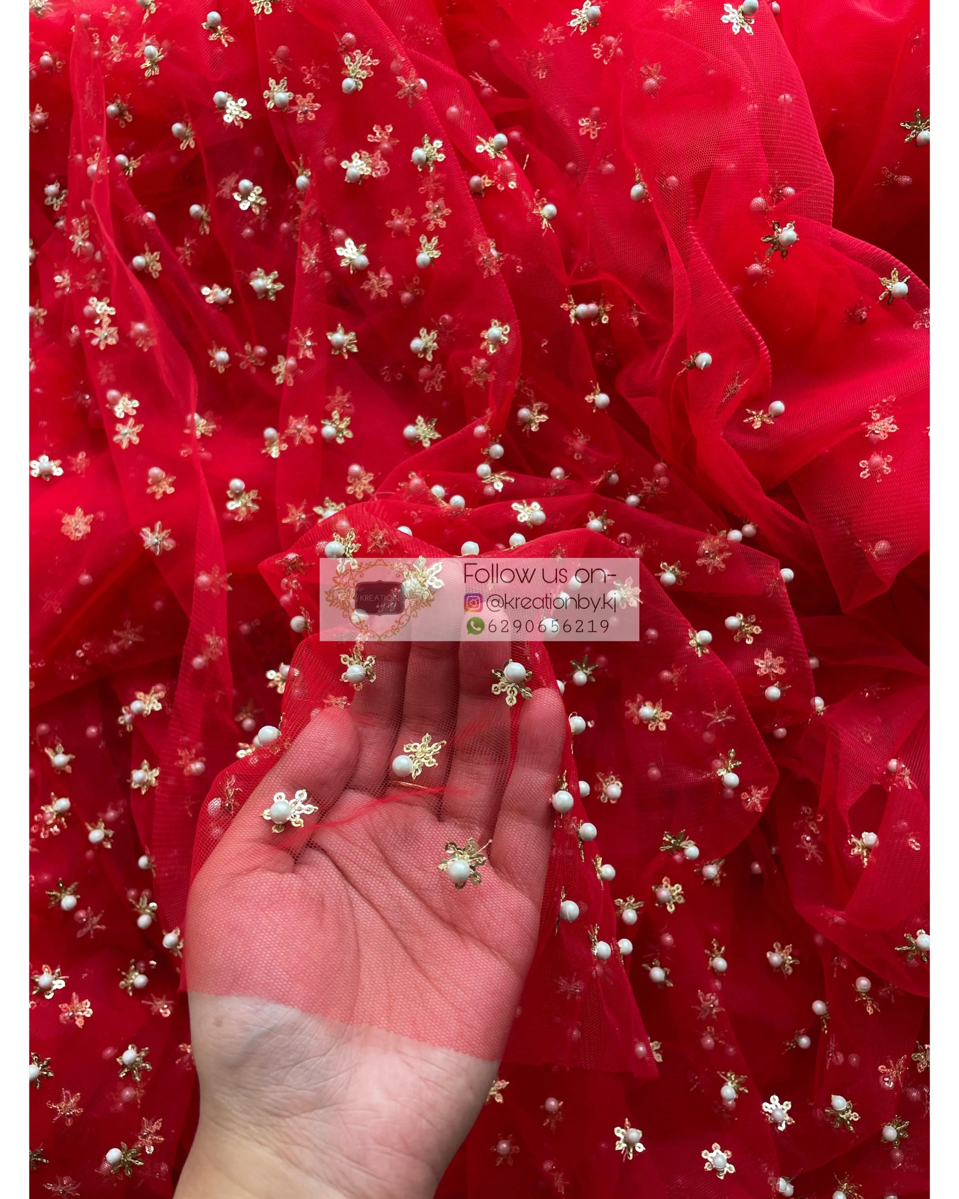 Jugnoo Red Net Saree - kreationbykj