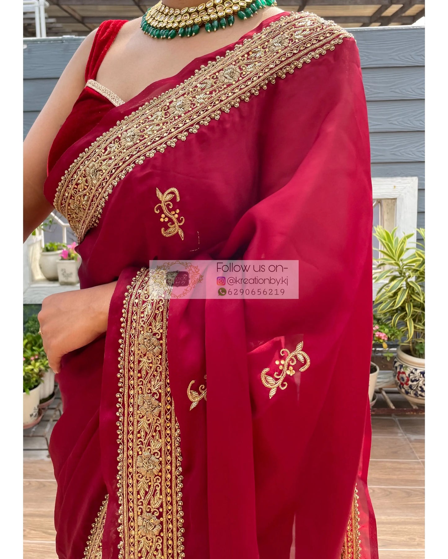 Zarina Maroon Crepe Silk Saree - kreationbykj