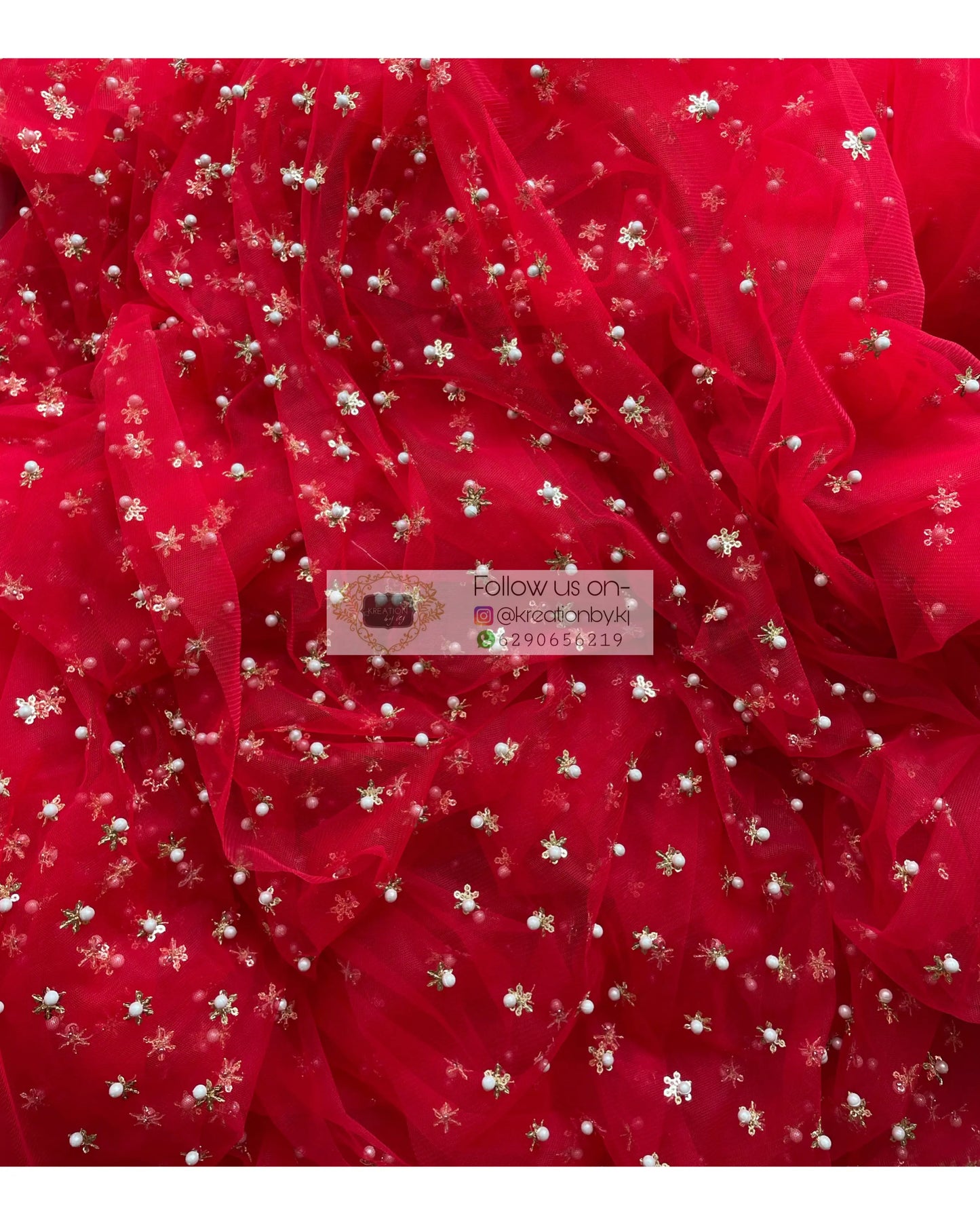 Jugnoo Red Net Saree - kreationbykj