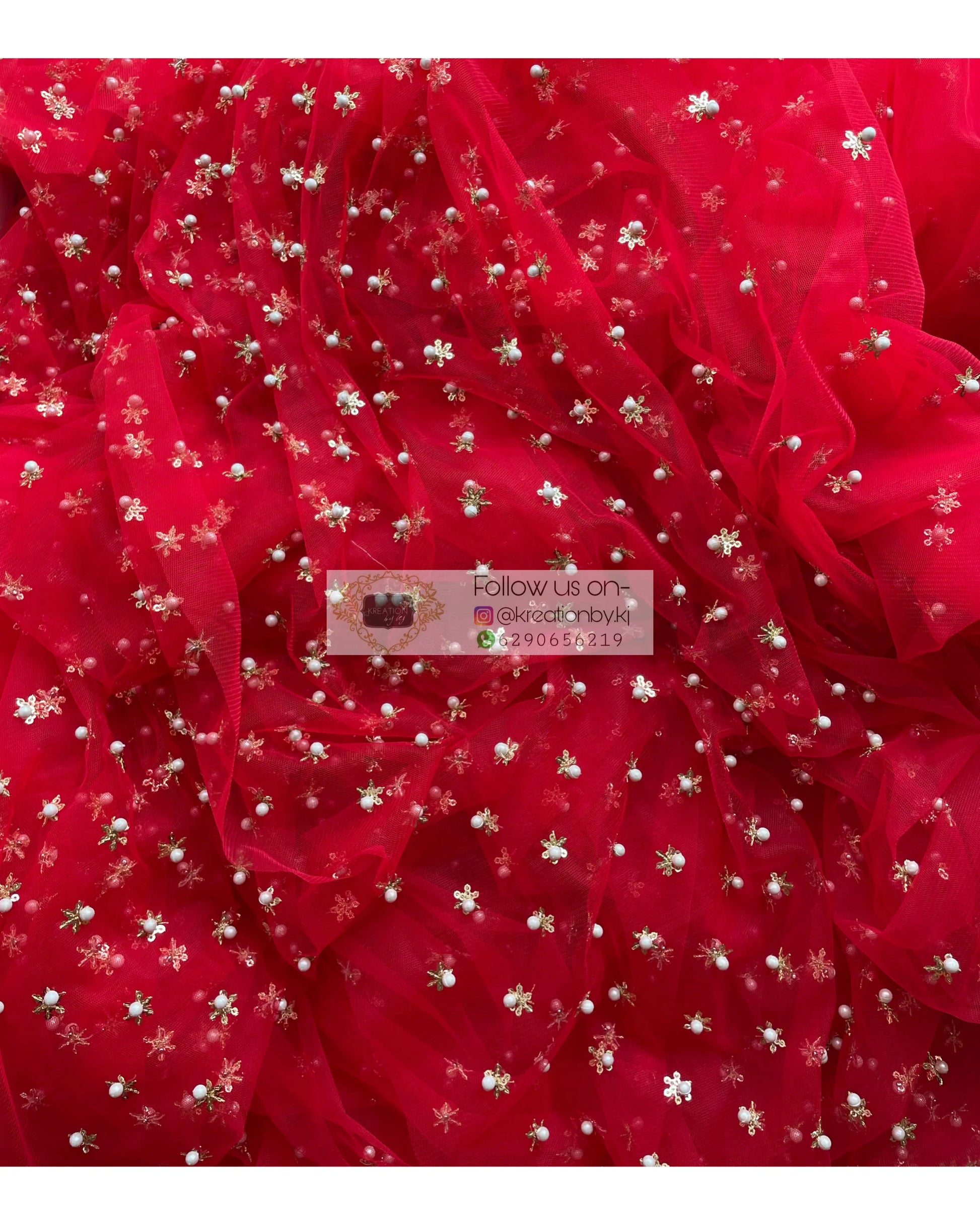 Jugnoo Red Net Saree - kreationbykj