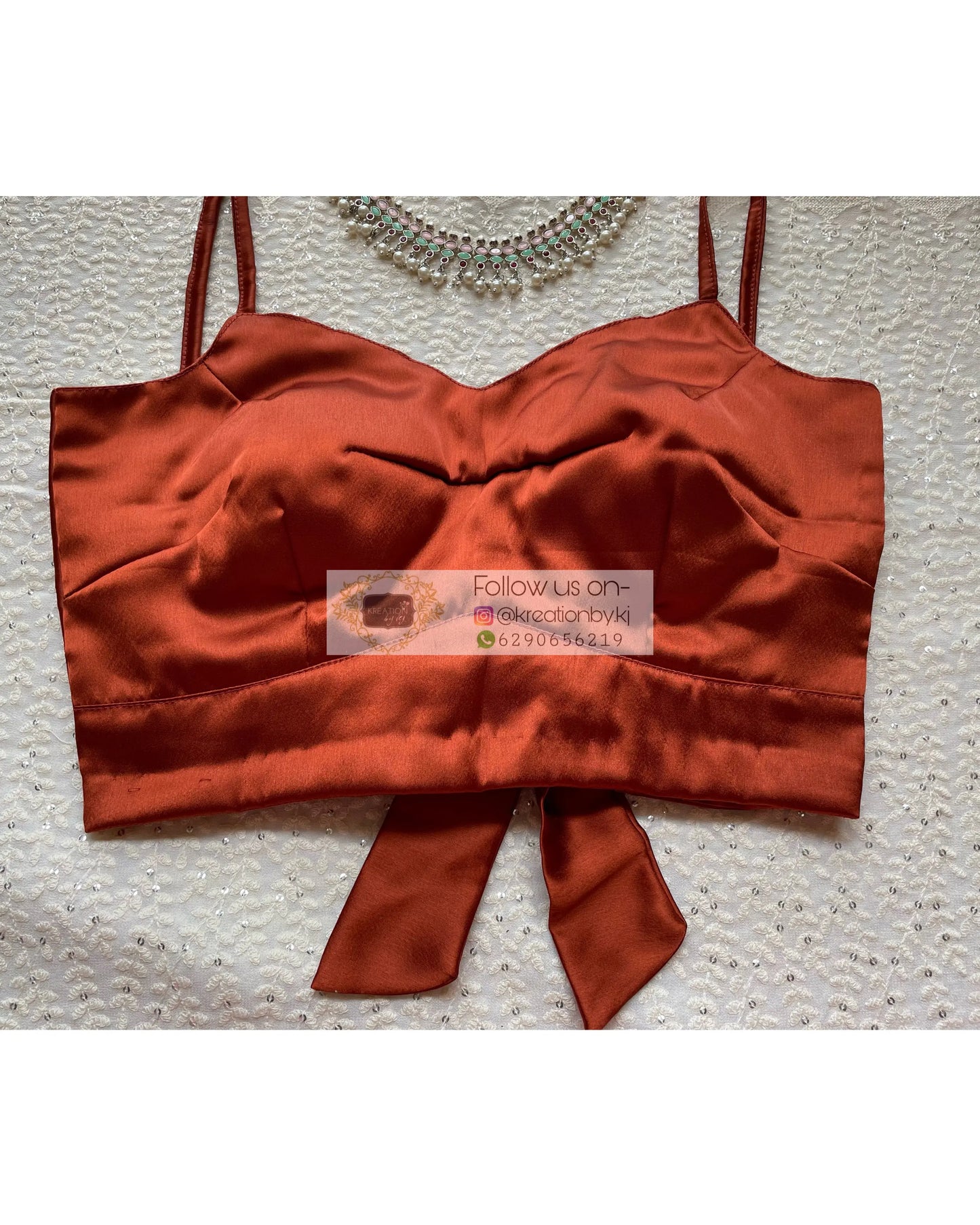 Rust Brown Strappy Cocktail Blouse - kreationbykj