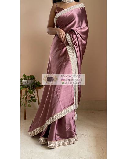 Rose Gold Mother Of Pearl Saree - kreationbykj