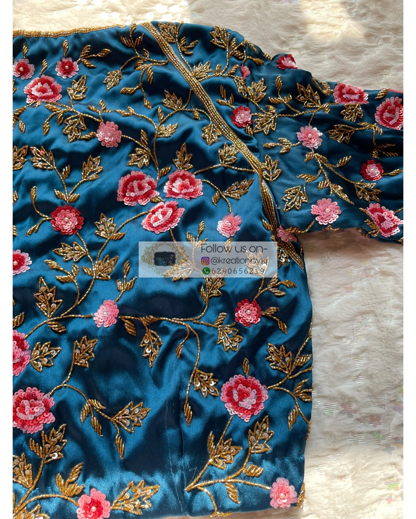 Cobalt Blue Rose Blouse Piece - kreationbykj