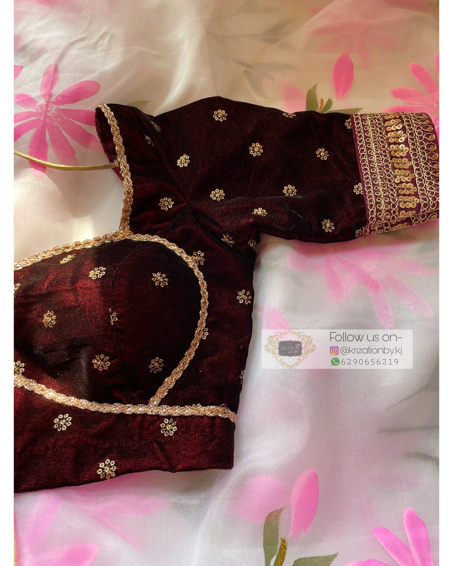 Ruhani Burgundy Velvet Blouse - kreationbykj