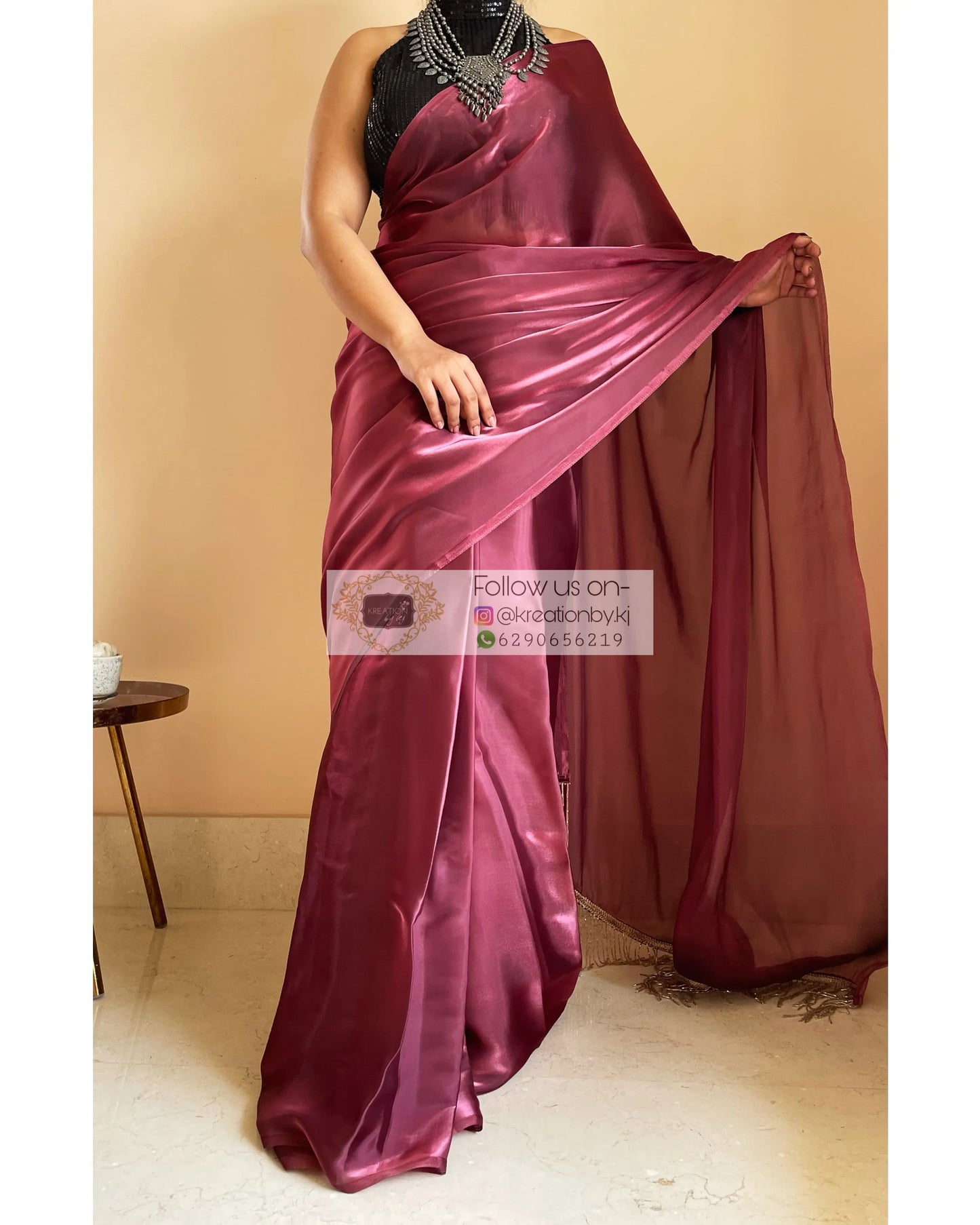 DiWine Glass Organza Saree - kreationbykj