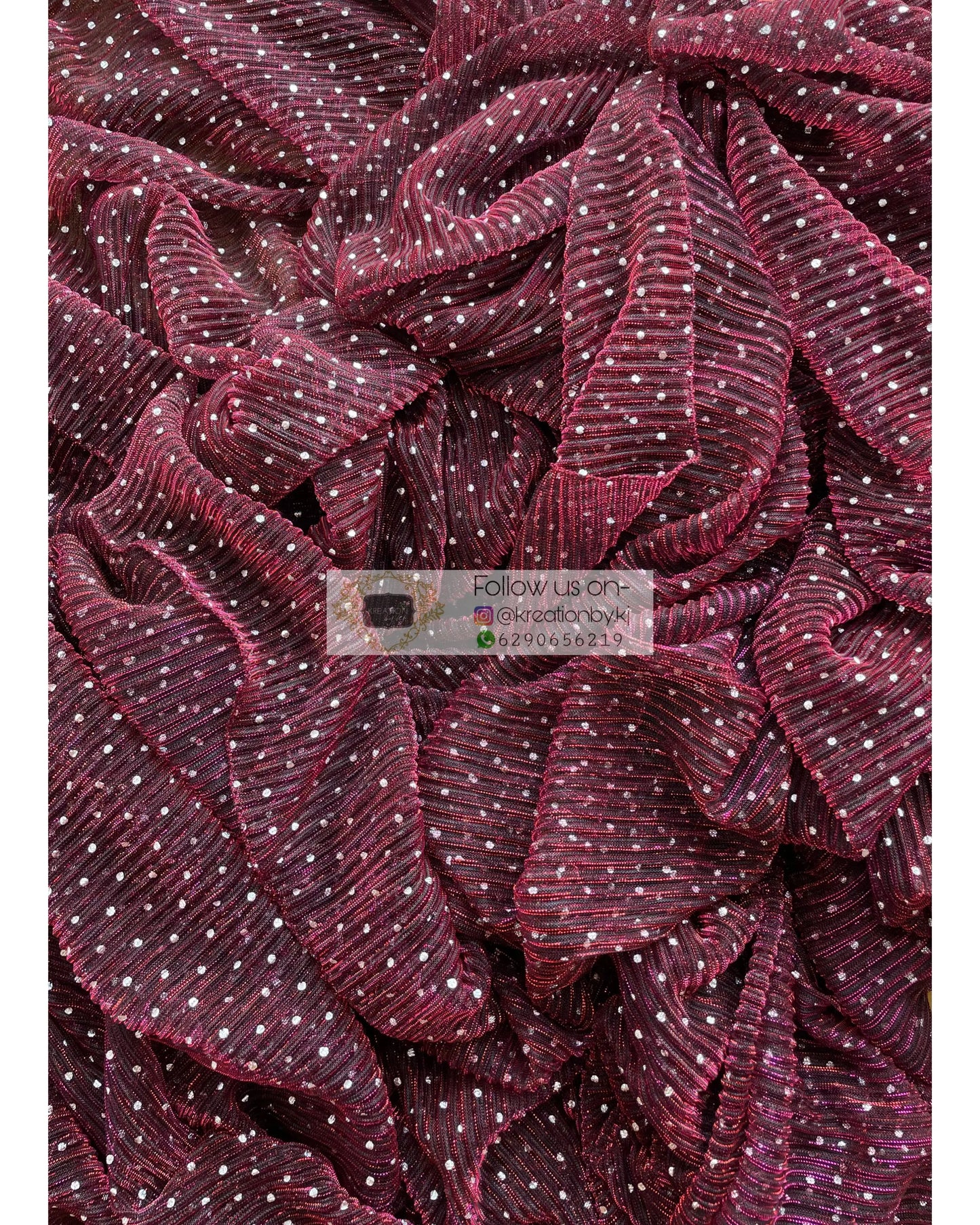 Maroon Wine Pleated Shimmer Saree - kreationbykj