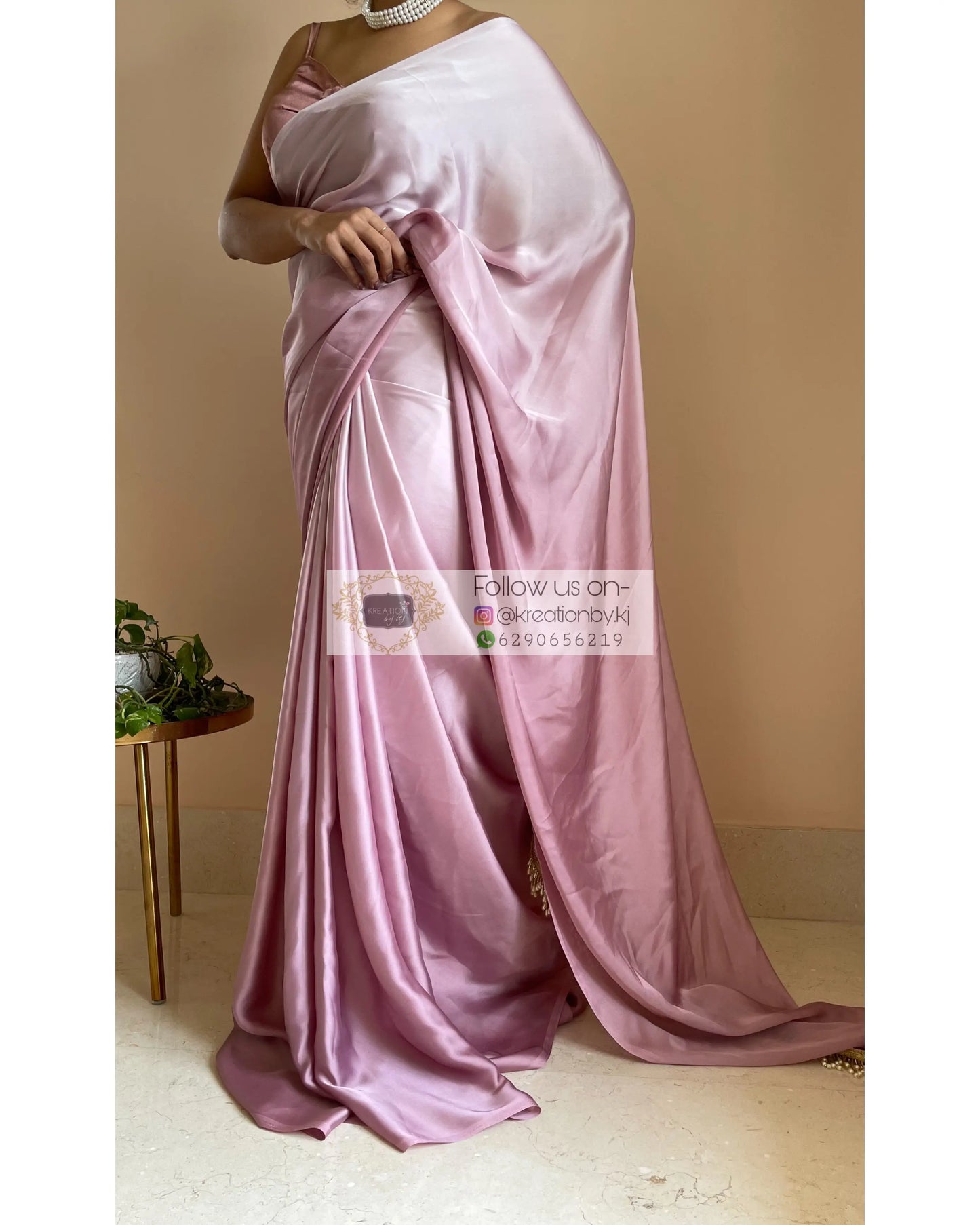 Mauve Ombré Crepe Silk Saree - kreationbykj