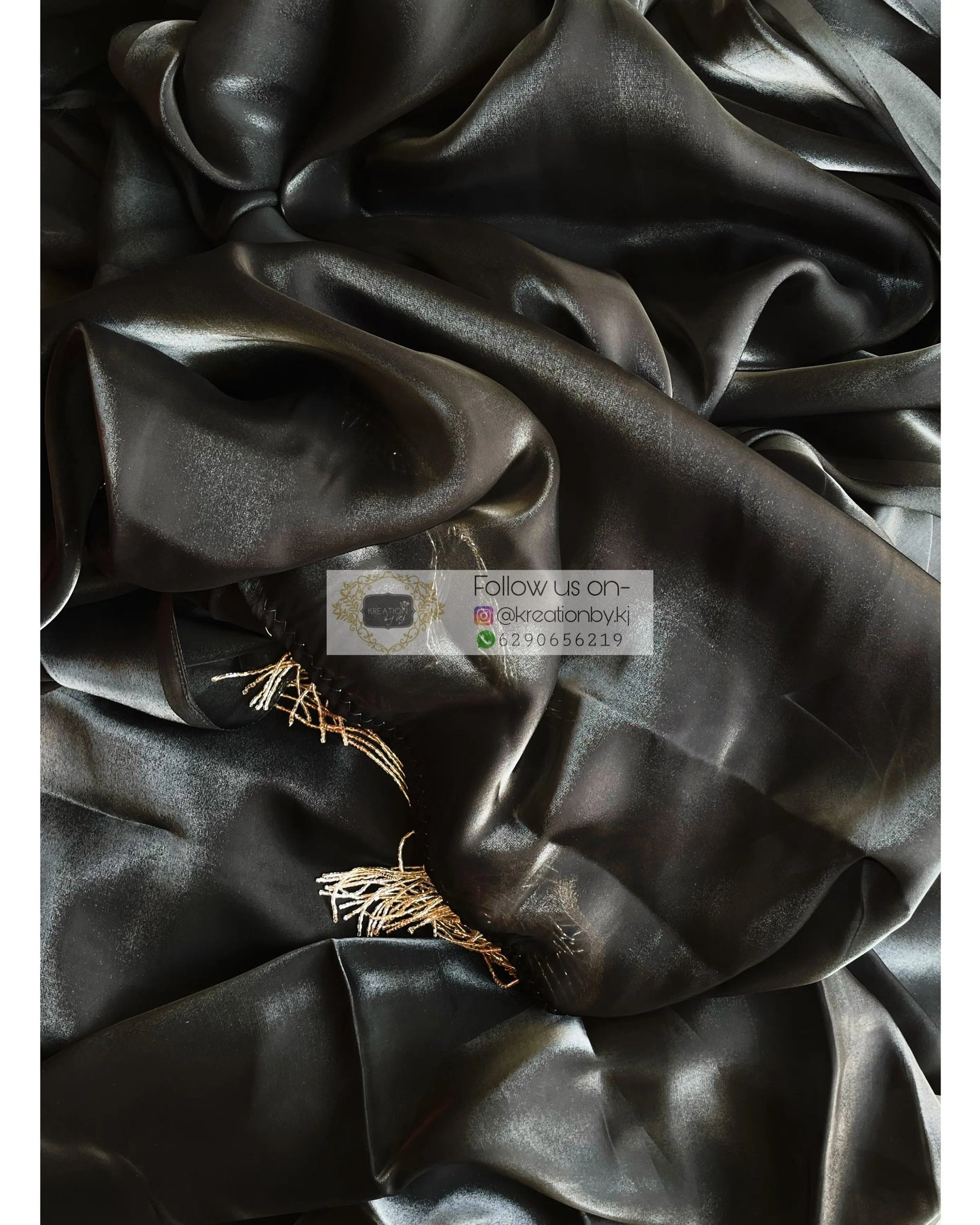 Black Romance Glass Organza Saree - kreationbykj