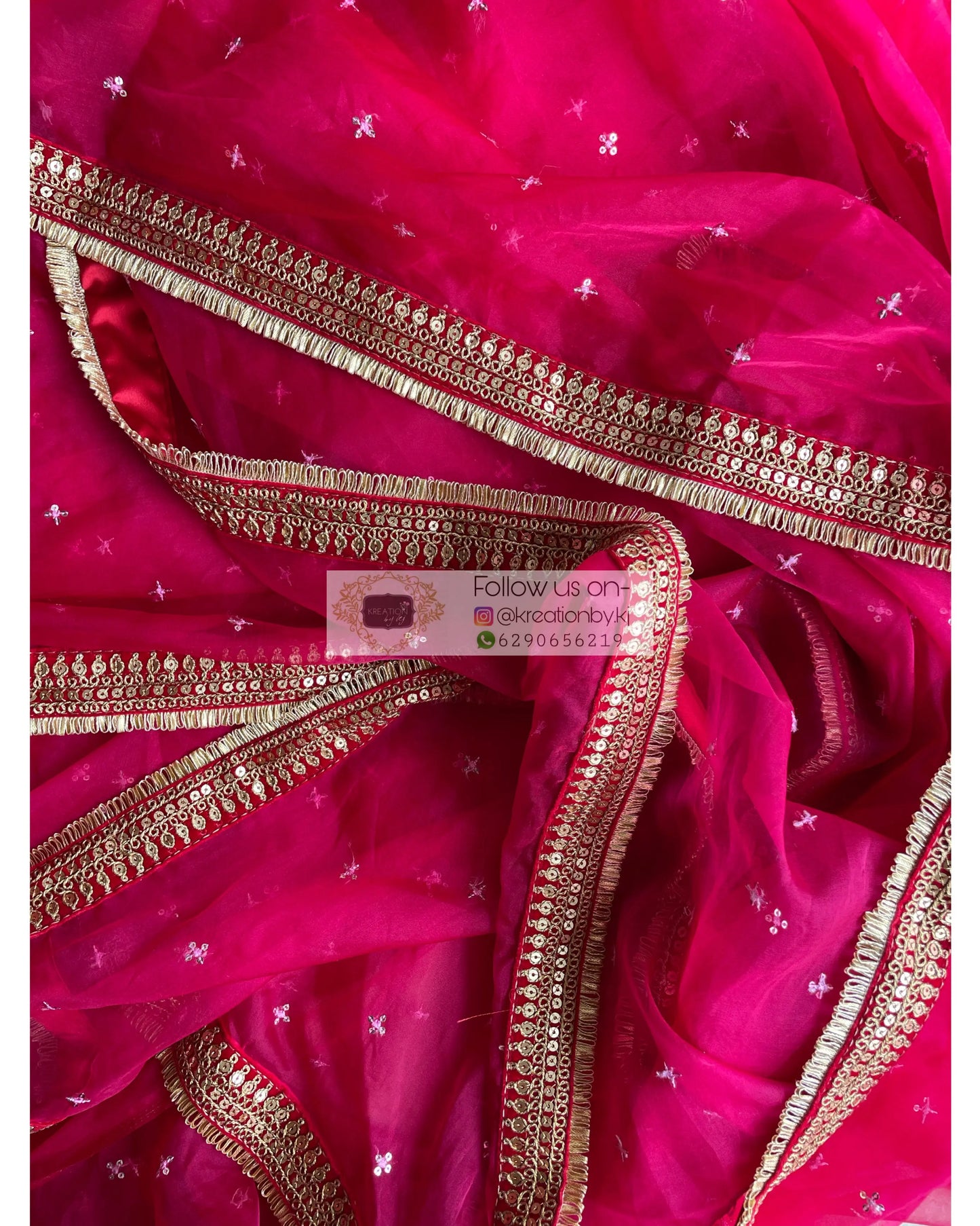 Hot Pink Ragini Organza Saree - kreationbykj