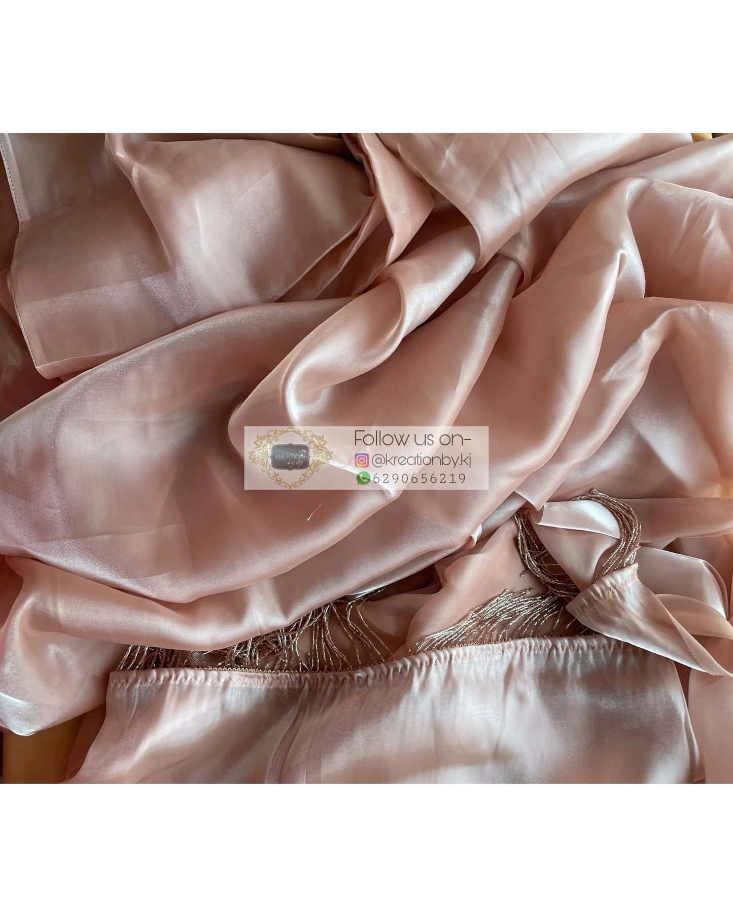 Pearly Beige Glass Organza Saree - kreationbykj