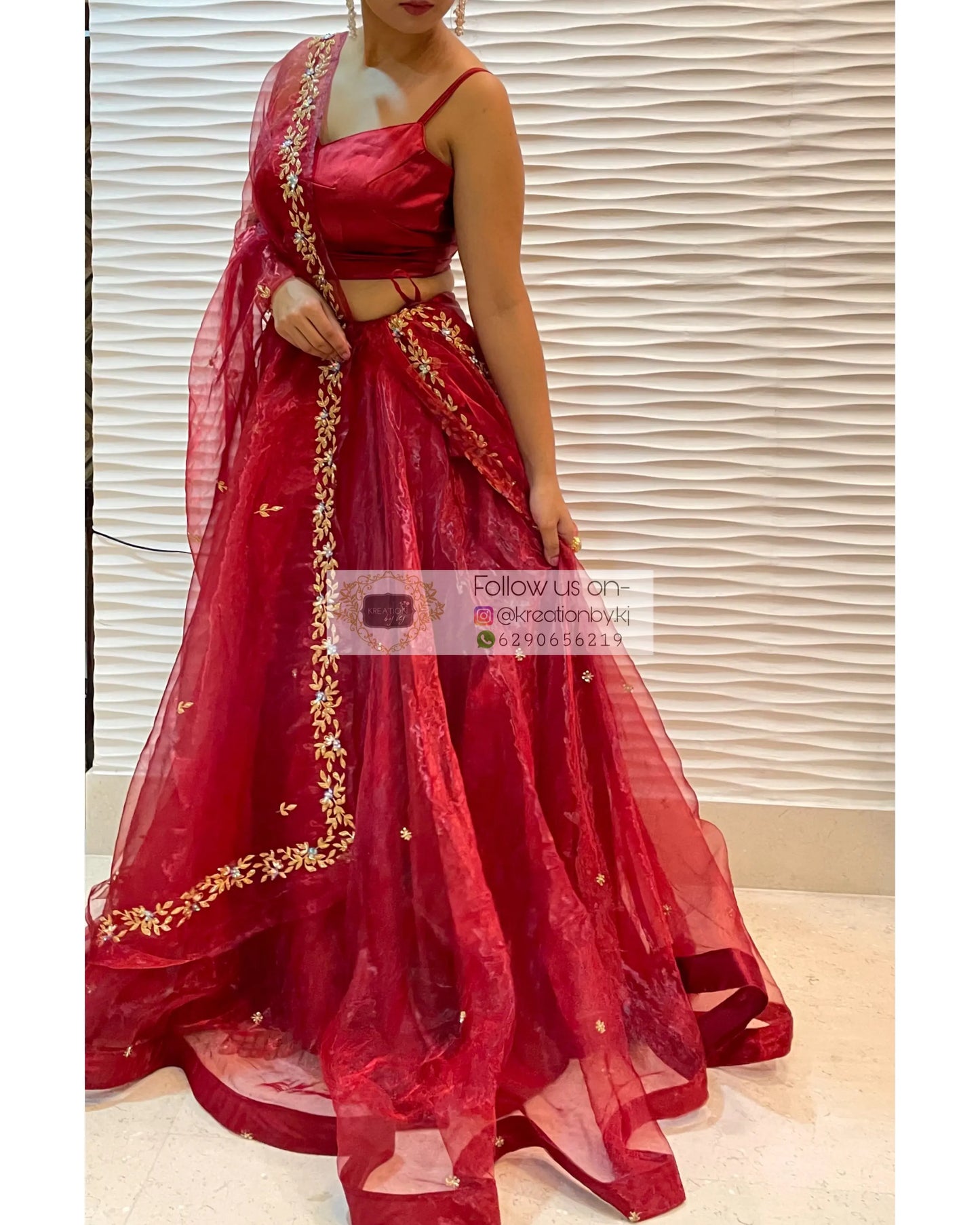 Red Tara Lehenga - kreationbykj