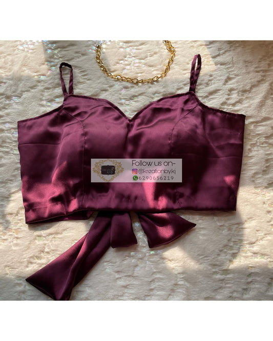 Dark Eggplant Wine Strappy Blouse - kreationbykj