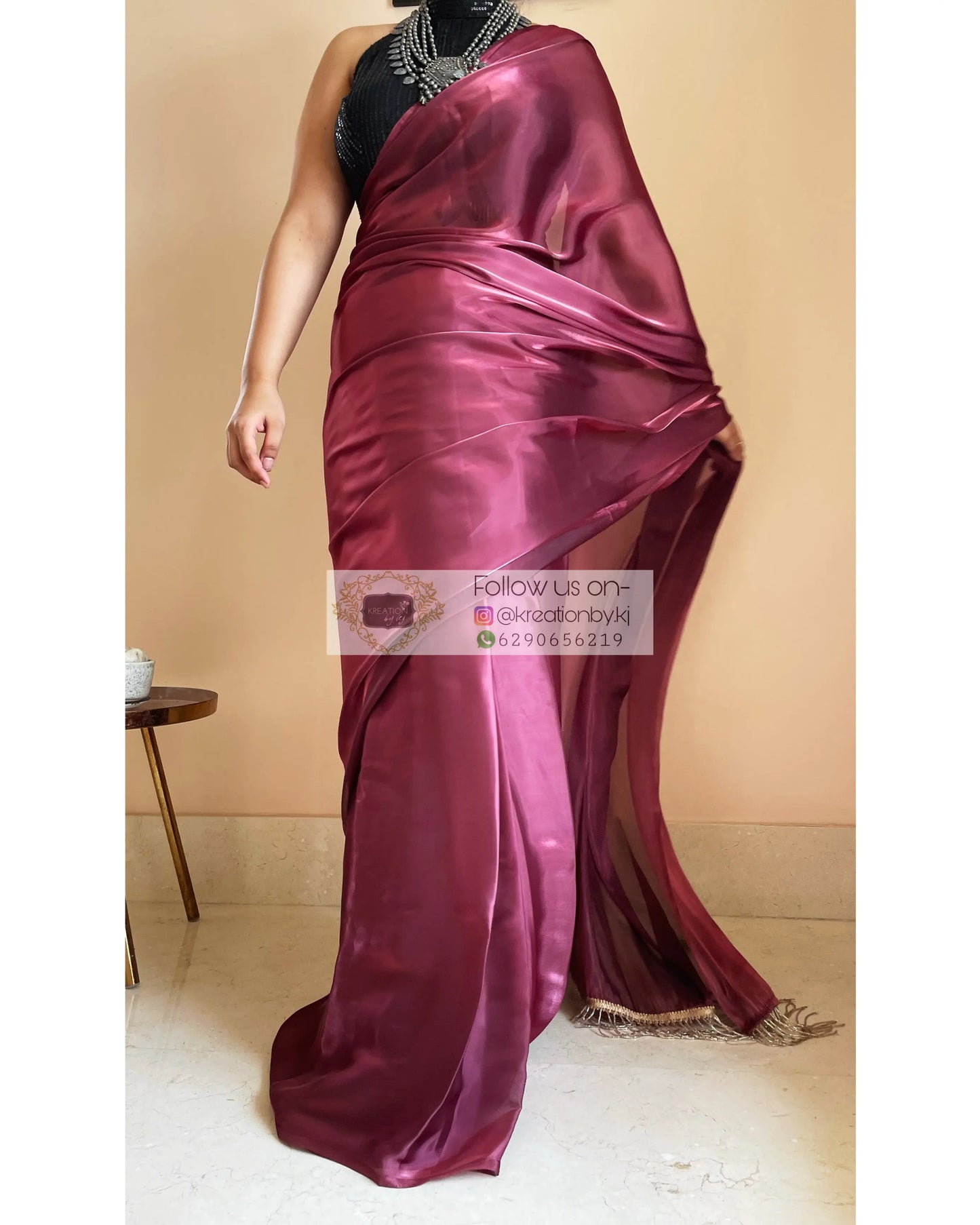 DiWine Glass Organza Saree - kreationbykj
