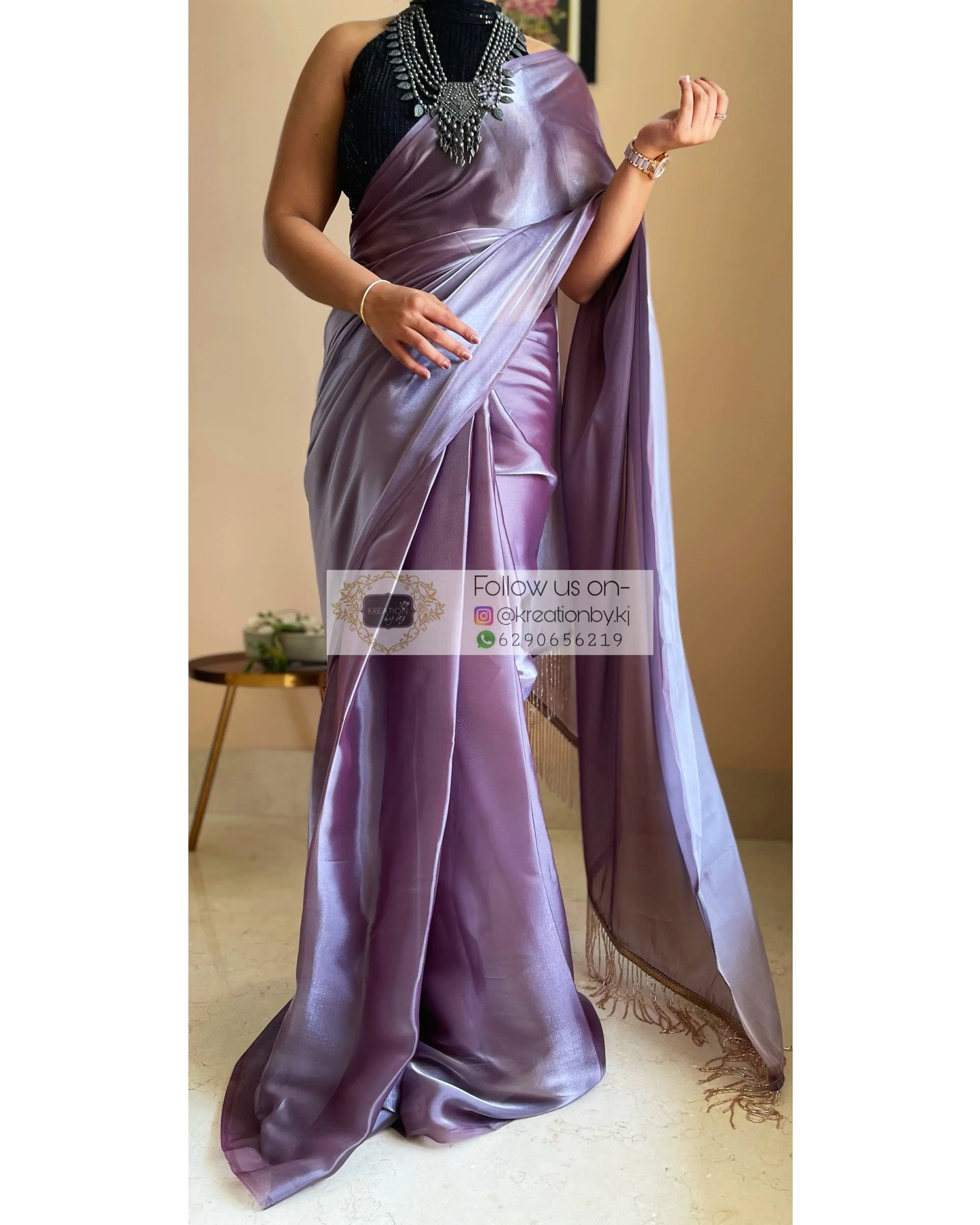 Amethyst Glass Organza Saree - kreationbykj
