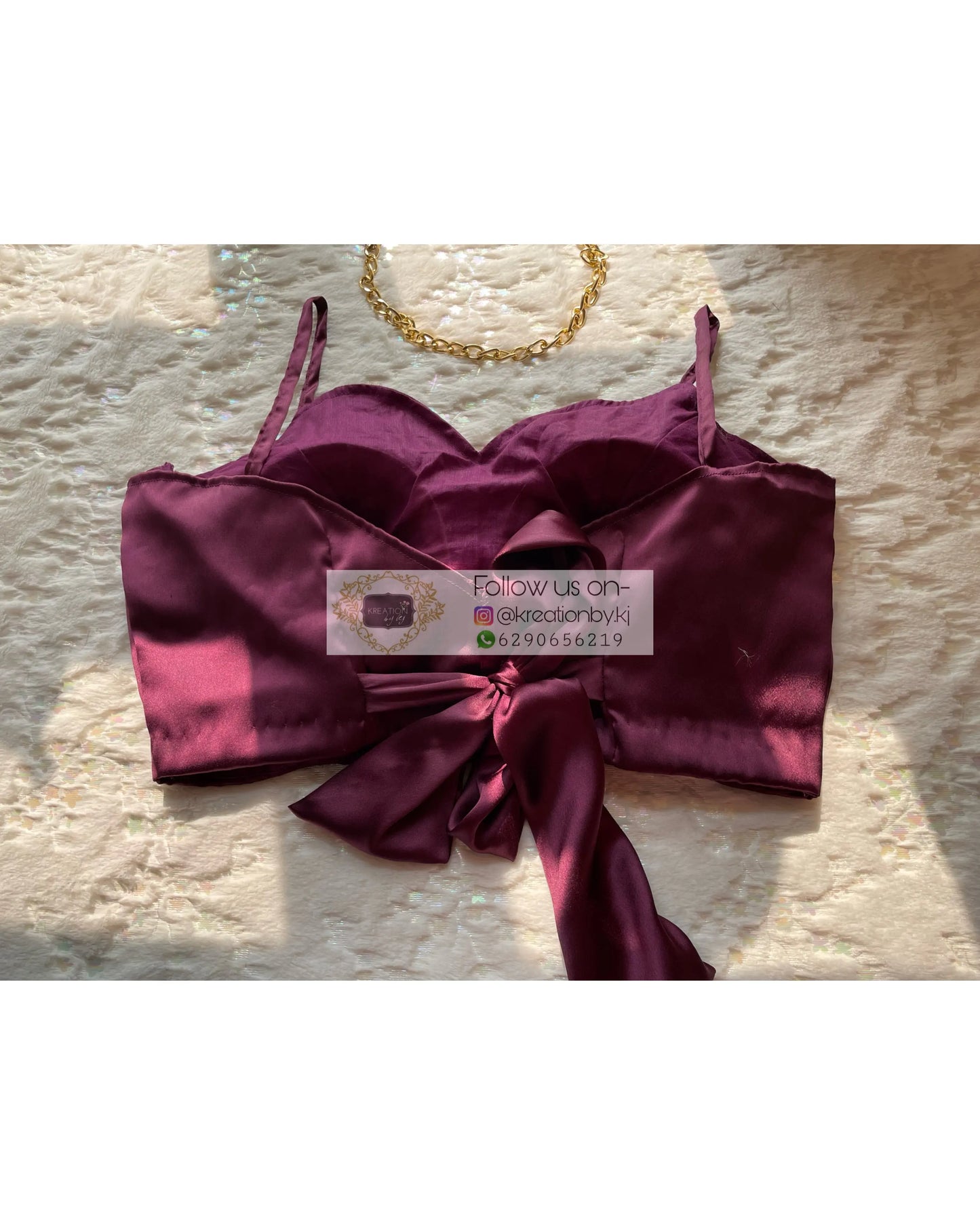 Dark Eggplant Wine Strappy Blouse - kreationbykj