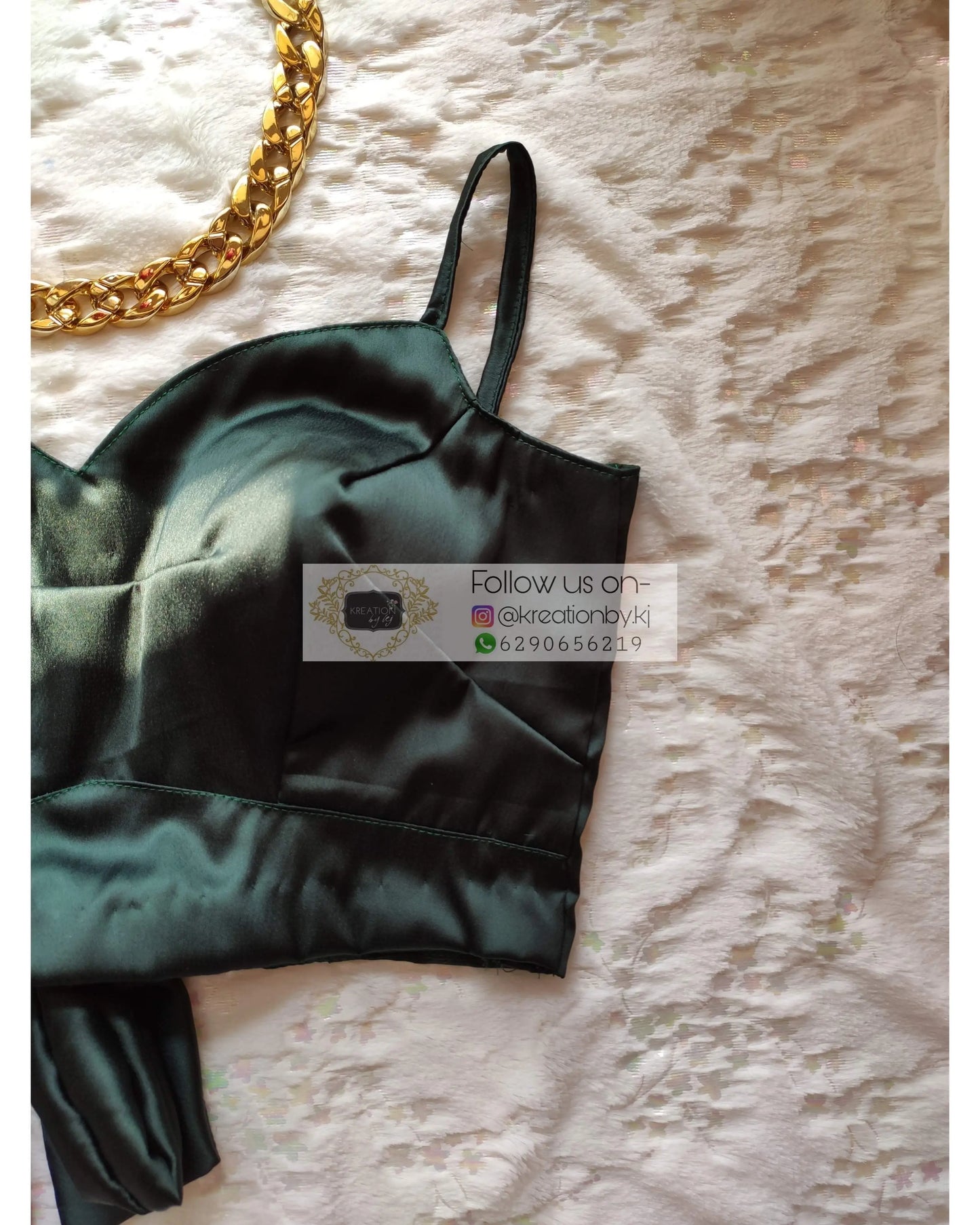 Dark Blackish Green Strappy Blouse - kreationbykj