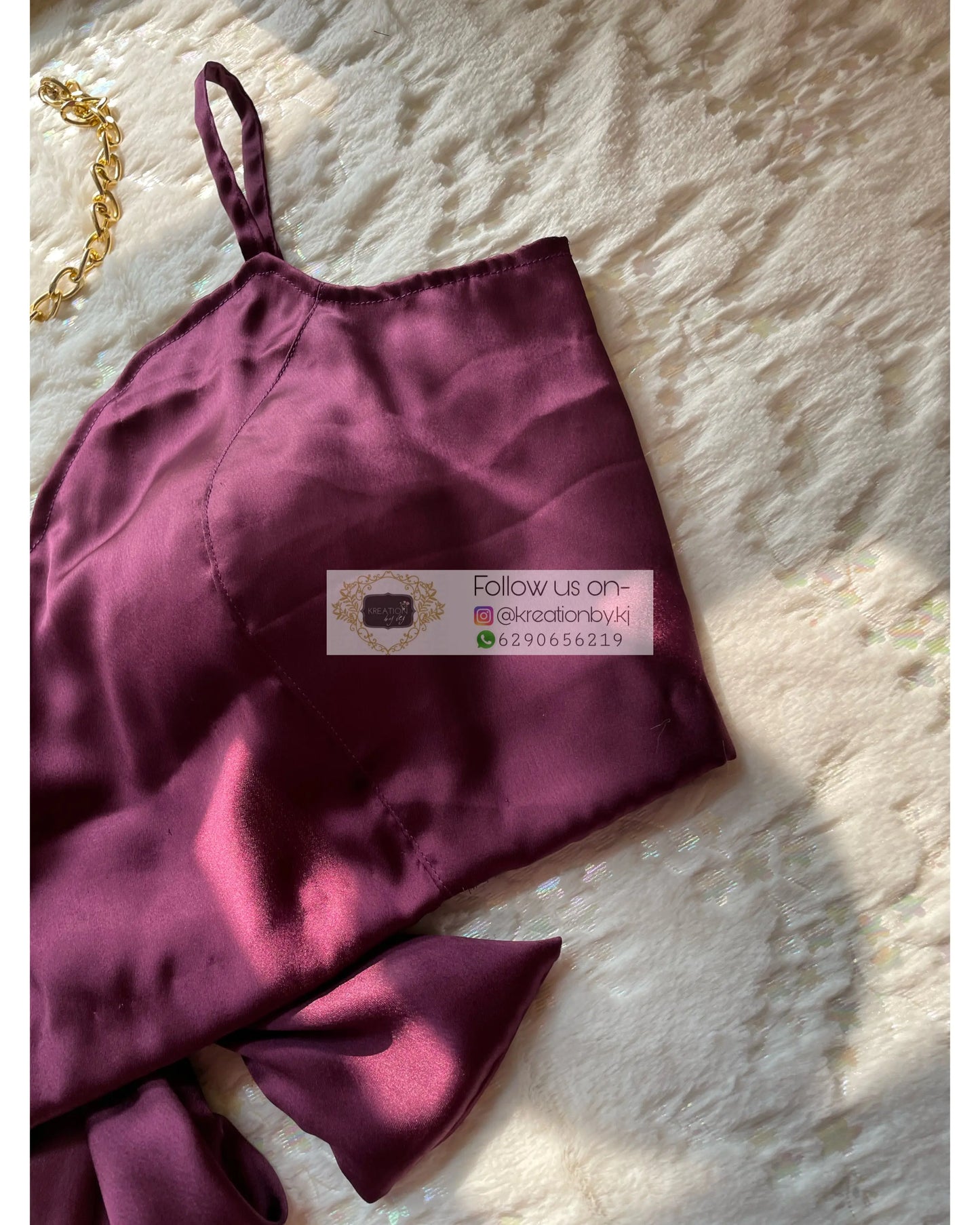 Dark Eggplant Wine Strappy Blouse - kreationbykj