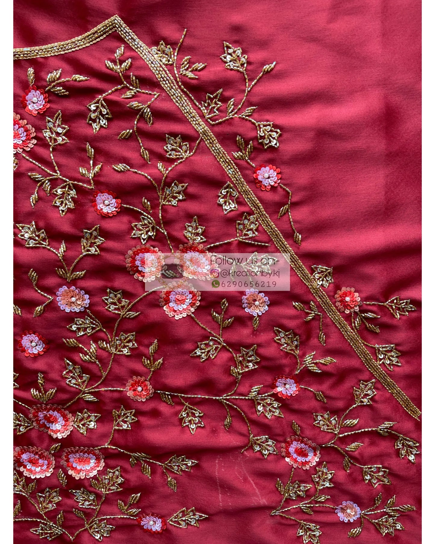 Remember the Roses Red Glass Tissue Saree - kreationbykj