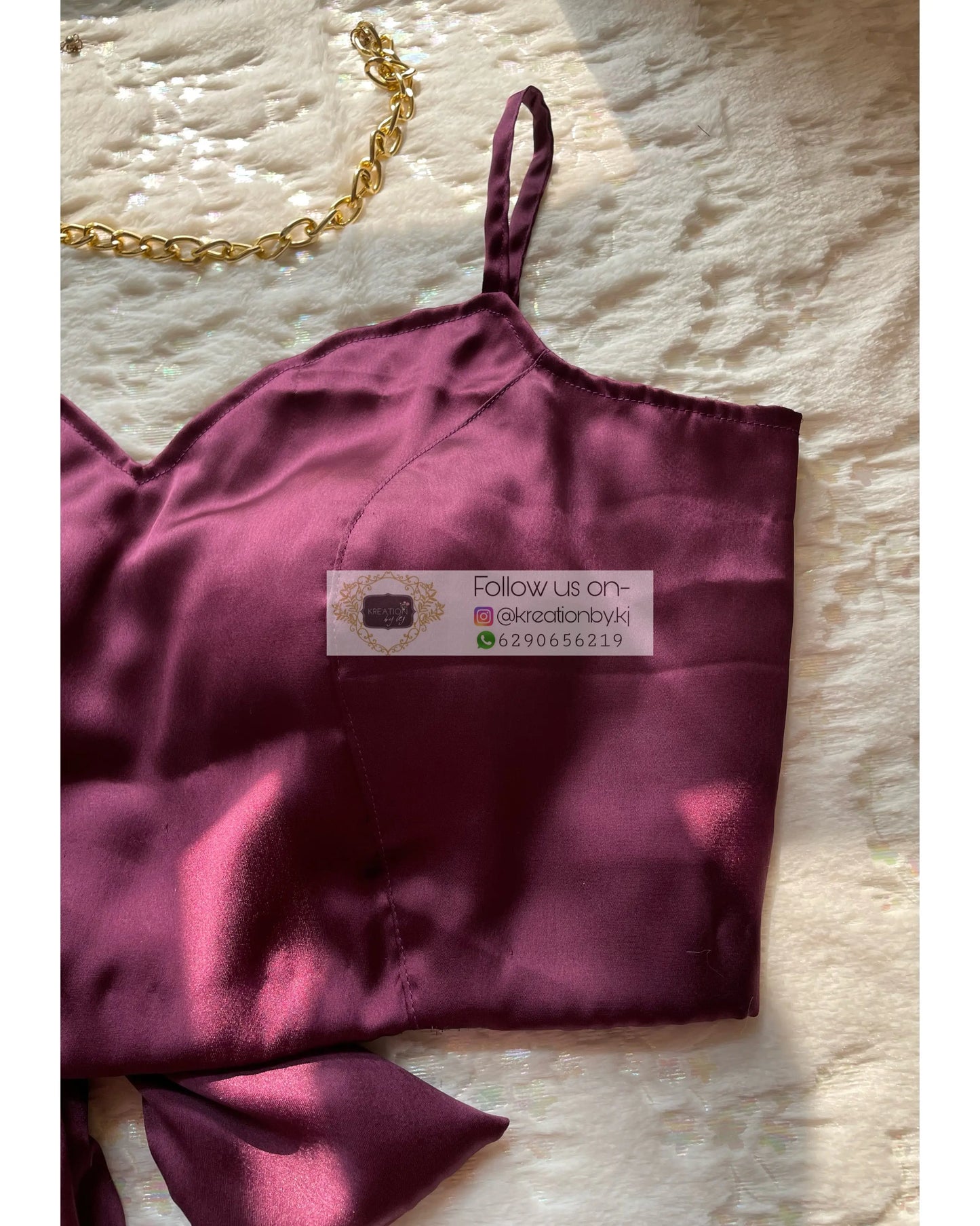 Dark Eggplant Wine Strappy Blouse - kreationbykj
