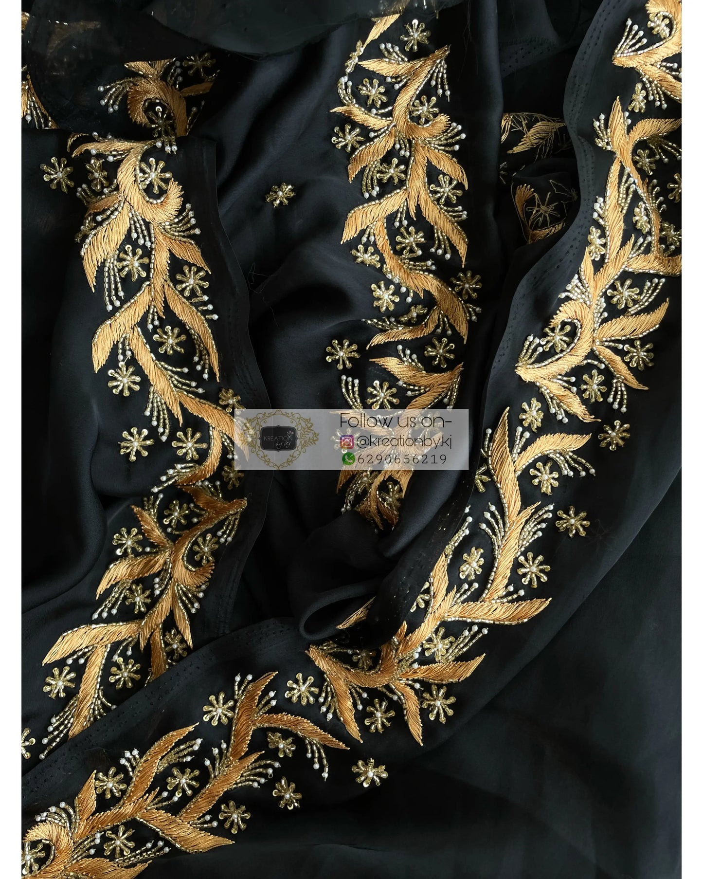 Black Resham Saree - kreationbykj