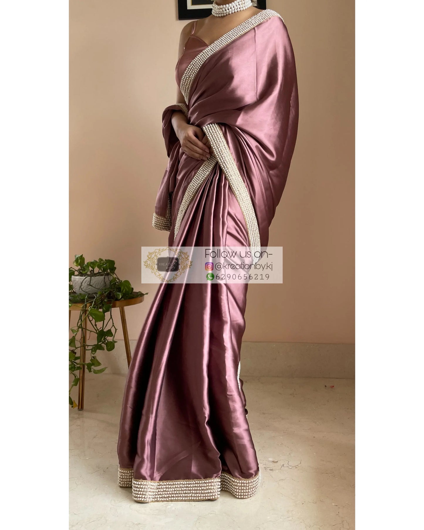 Rose Gold Mother Of Pearl Saree - kreationbykj