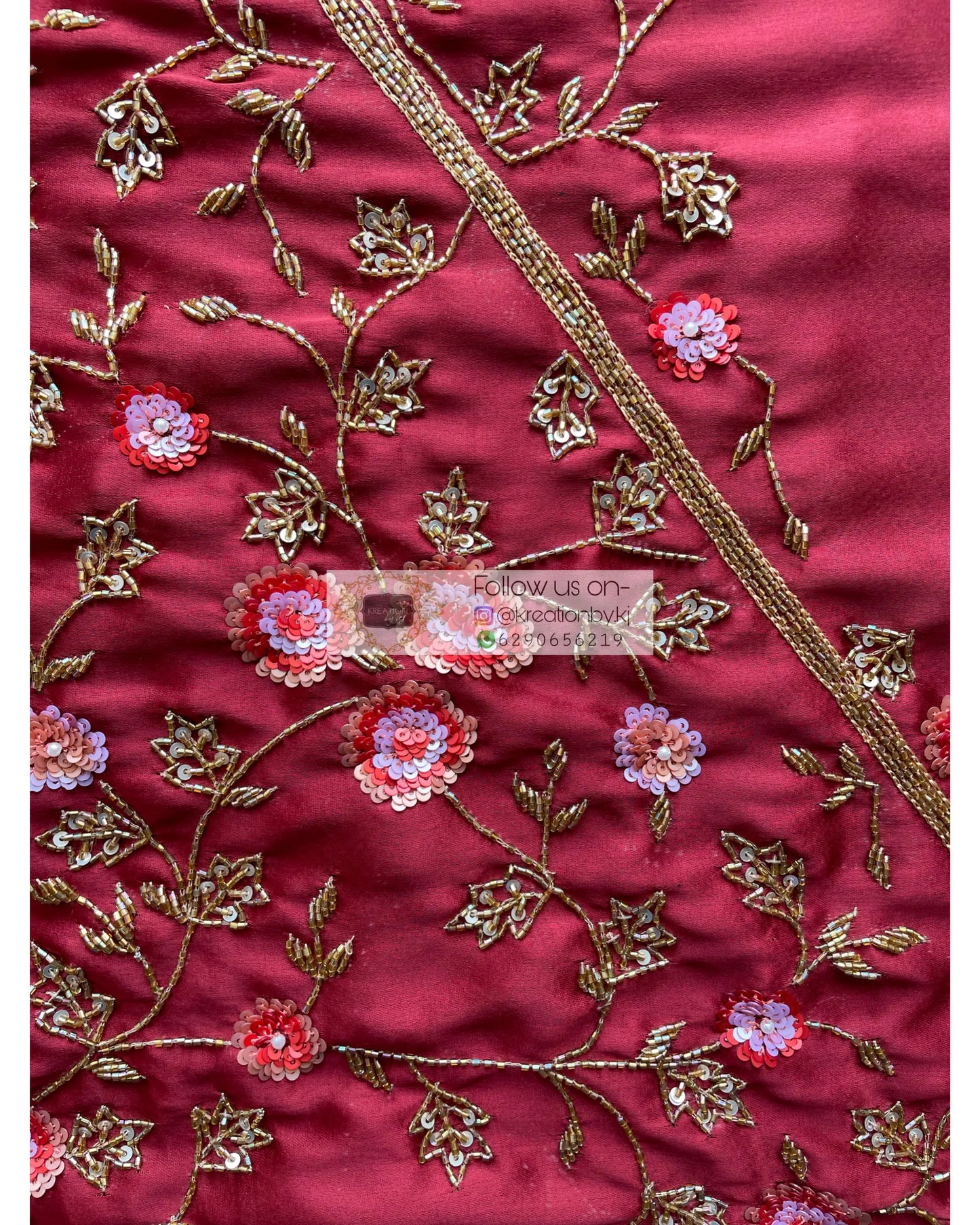 Maroon Rose Blouse Piece - kreationbykj