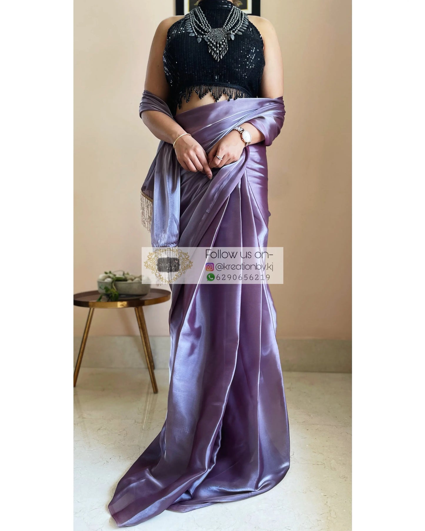 Amethyst Glass Organza Saree - kreationbykj