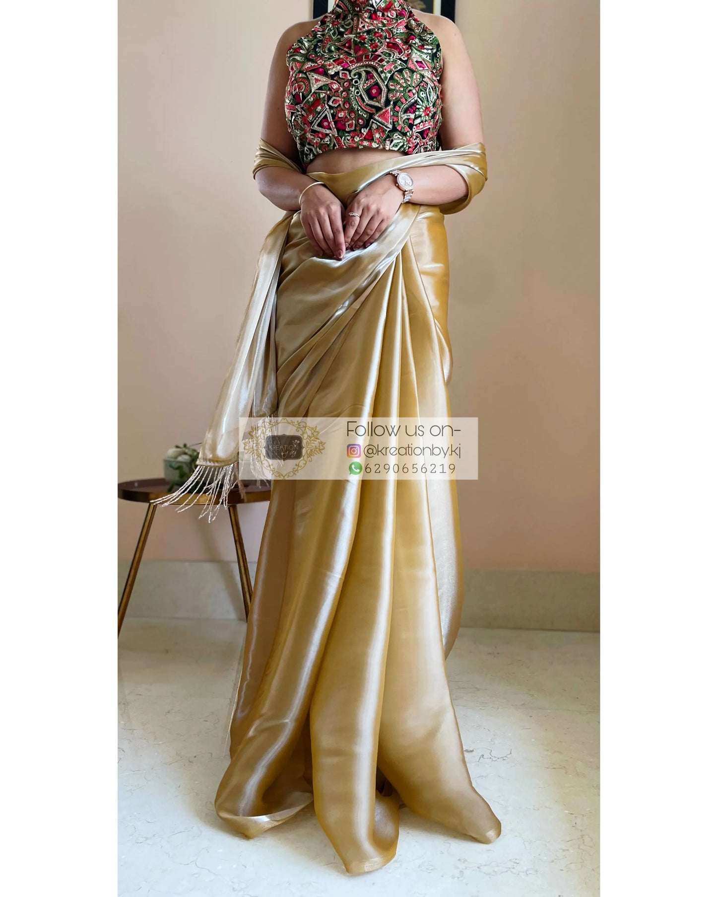 Cinnamon Dust Glass Organza Saree - kreationbykj